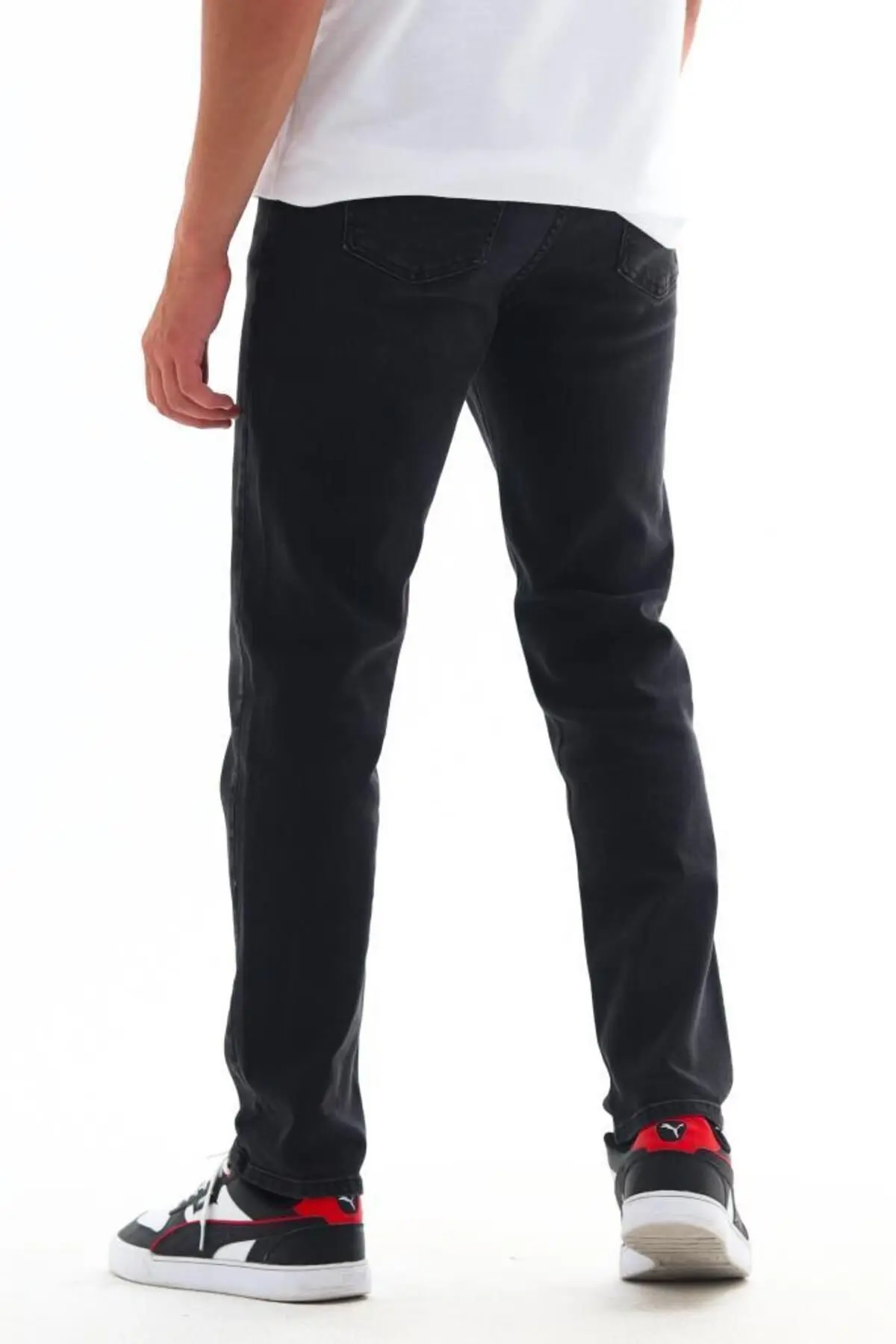 Erkek Antrasit Füme Fit Boru Paça Esnek Likralı Denim Jeans Kot Pantolon Hlthe001936k