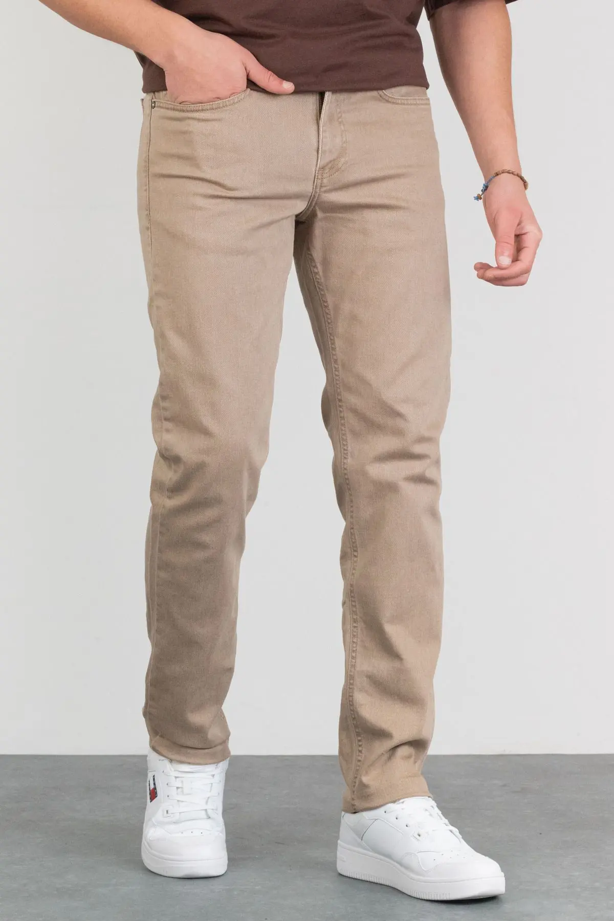 HLT JEANS Erkek Bej Regular Fit Esnek Likralı Denim Jeans Kot Pantolon Hlthe001933 - Regular Bej