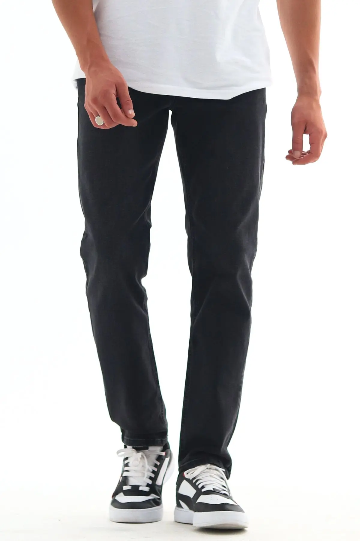 HLT JEANS Erkek Antrasit Füme Fit Boru Paça Esnek Likralı Denim Jeans Kot Pantolon Hlthe001936k