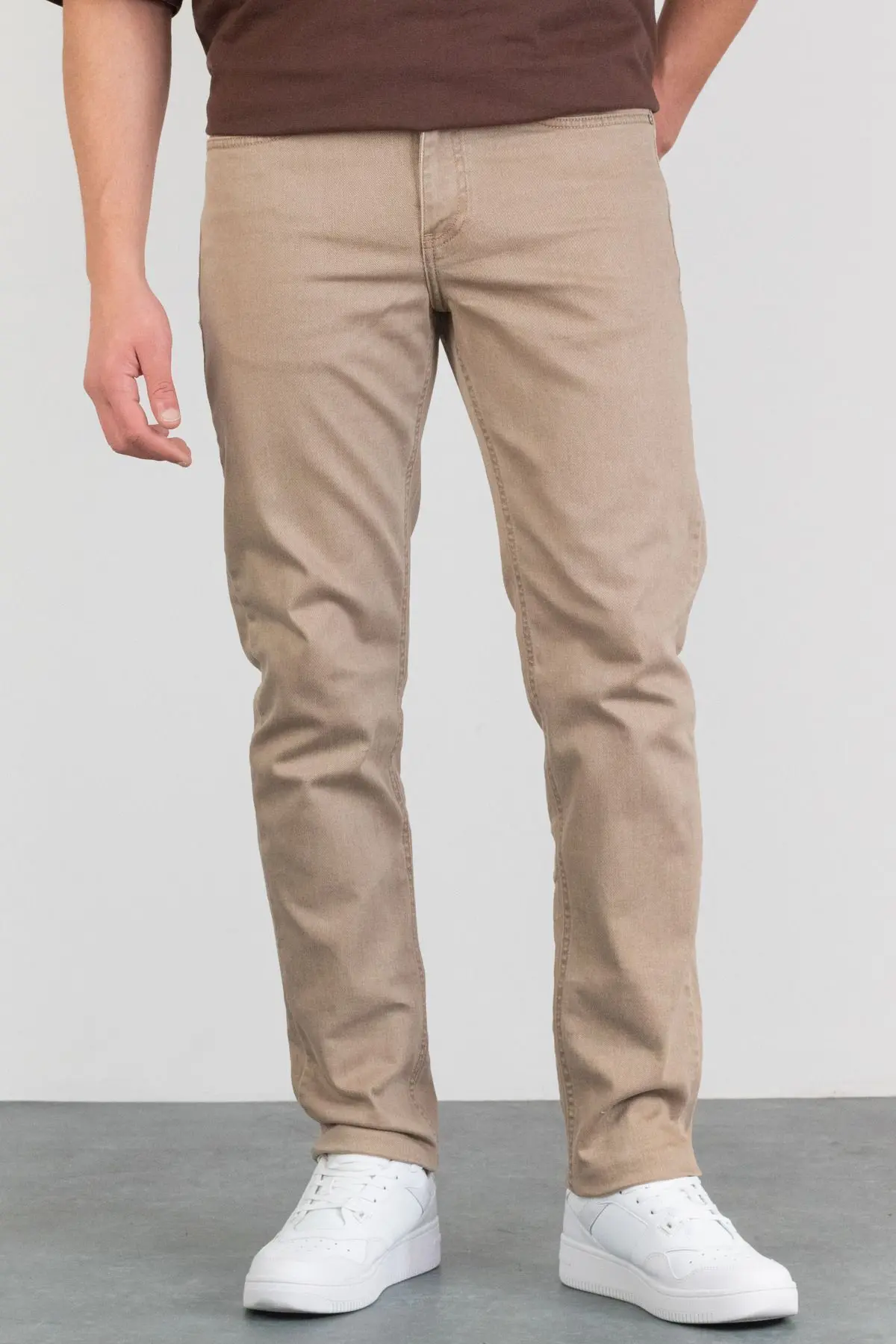 Erkek Bej Regular Fit Esnek Likralı Denim Jeans Kot Pantolon Hlthe001933 - Regular Bej