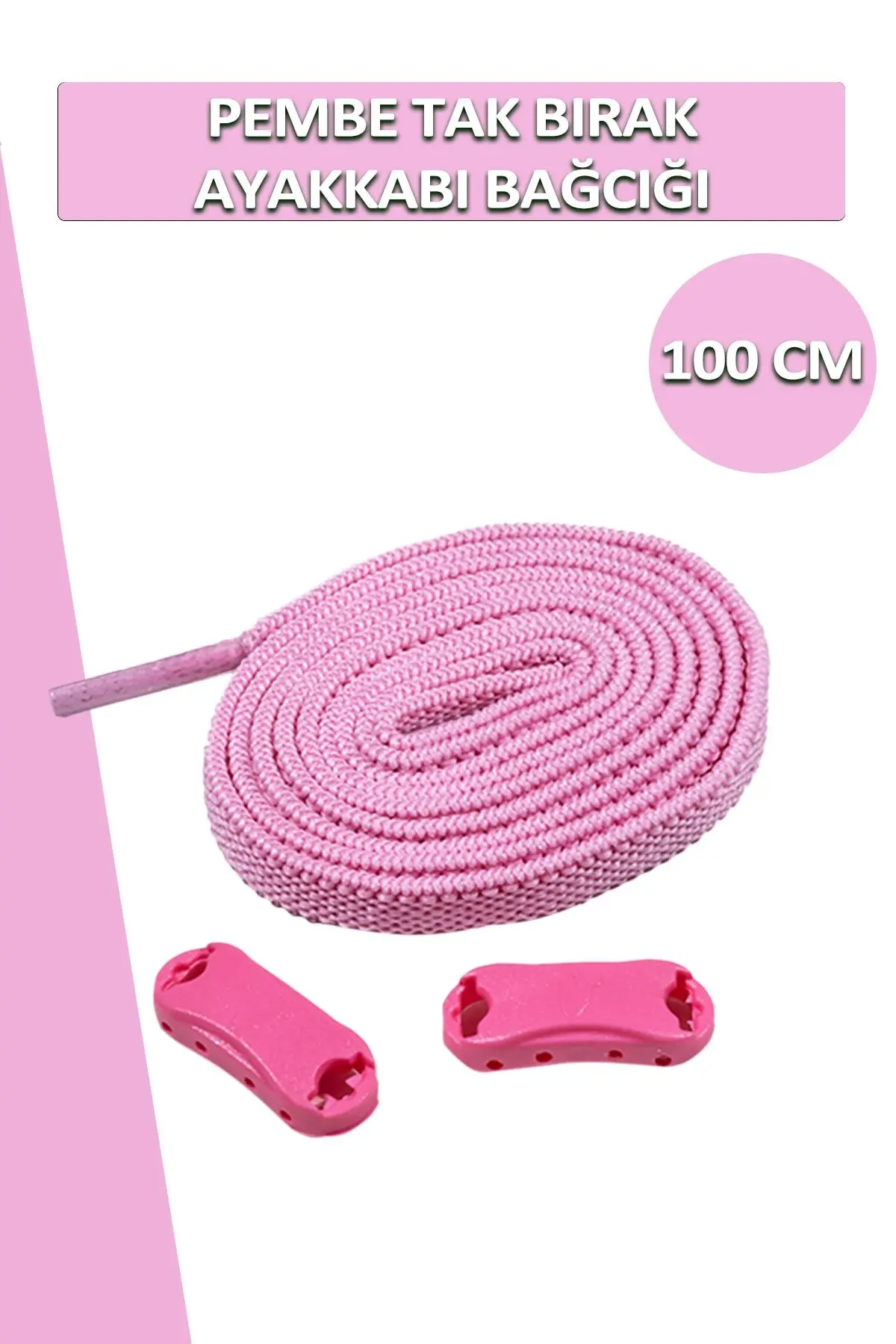 Dopar Pembe Elastik Akıllı Esnek Bağcık Tak Bırak Ayakkabı Bağcığı 1 Çift 100cm