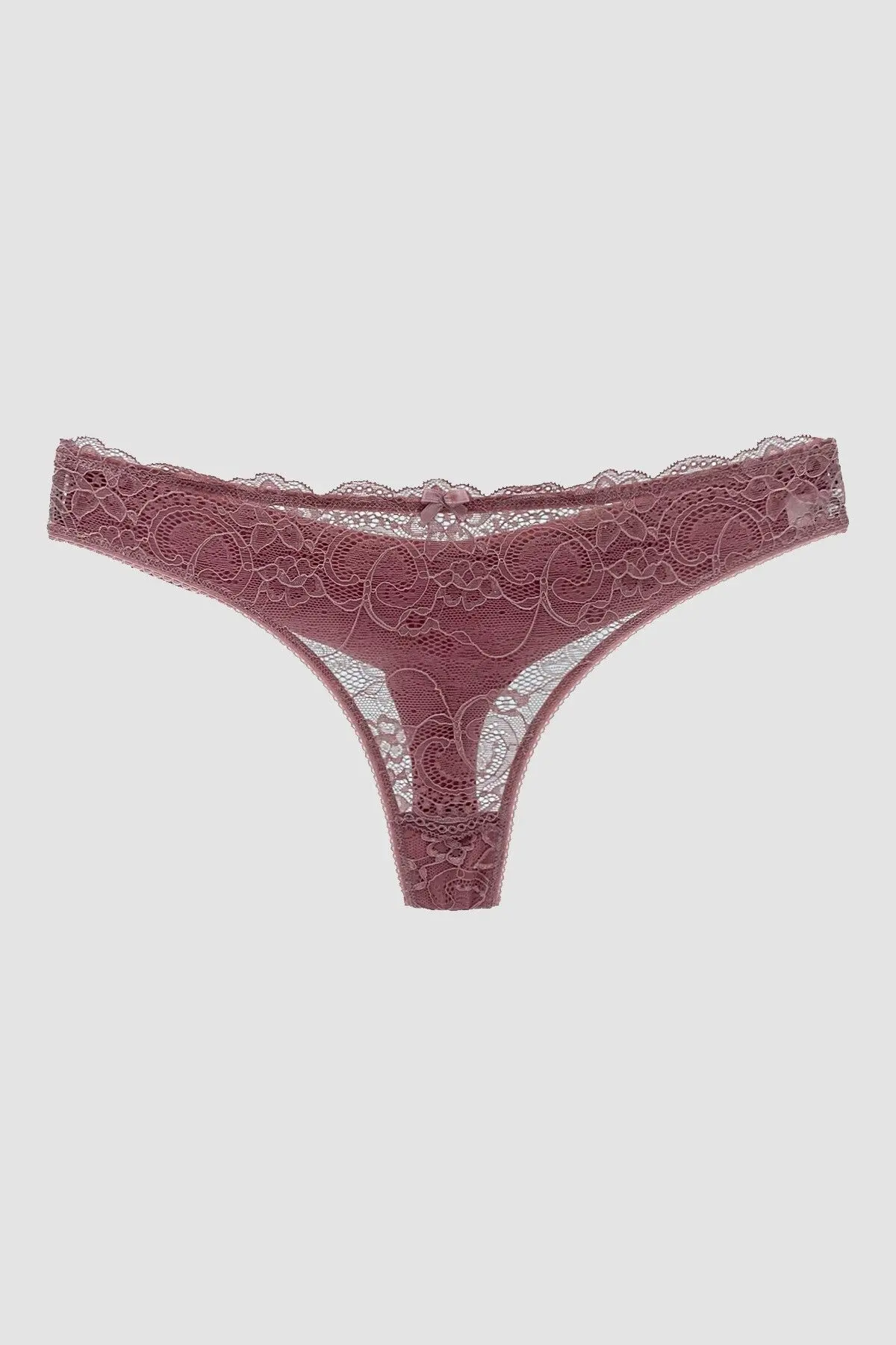 MİSTİRİK Masara Model Yarı Dantelli Tanga String Model Esnek Ve Yumuşak Kumaşlı Külot Pastel Pembe Renk
