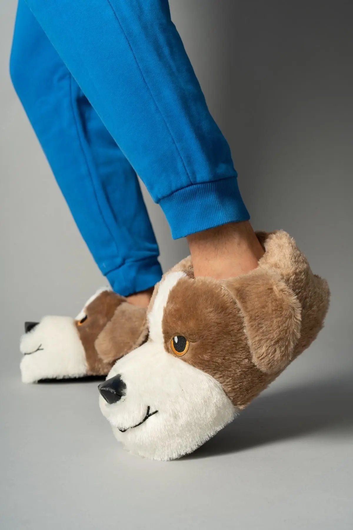 Unisex Köpek Fiğürlü Hayvanlı Panduf Ev Ayakkabısı Ses Yapmaz Taban Taba