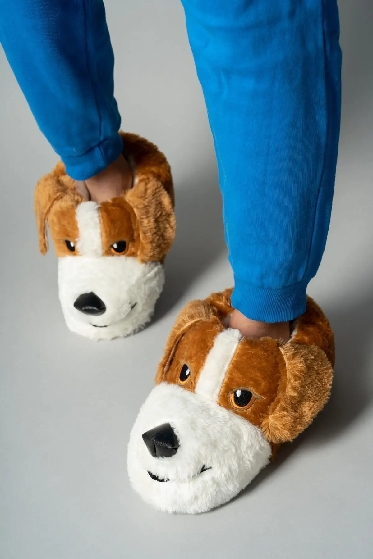 Unisex Köpek Fiğürlü Hayvanlı Panduf Ev Ayakkabısı Ses Yapmaz Taban Taba