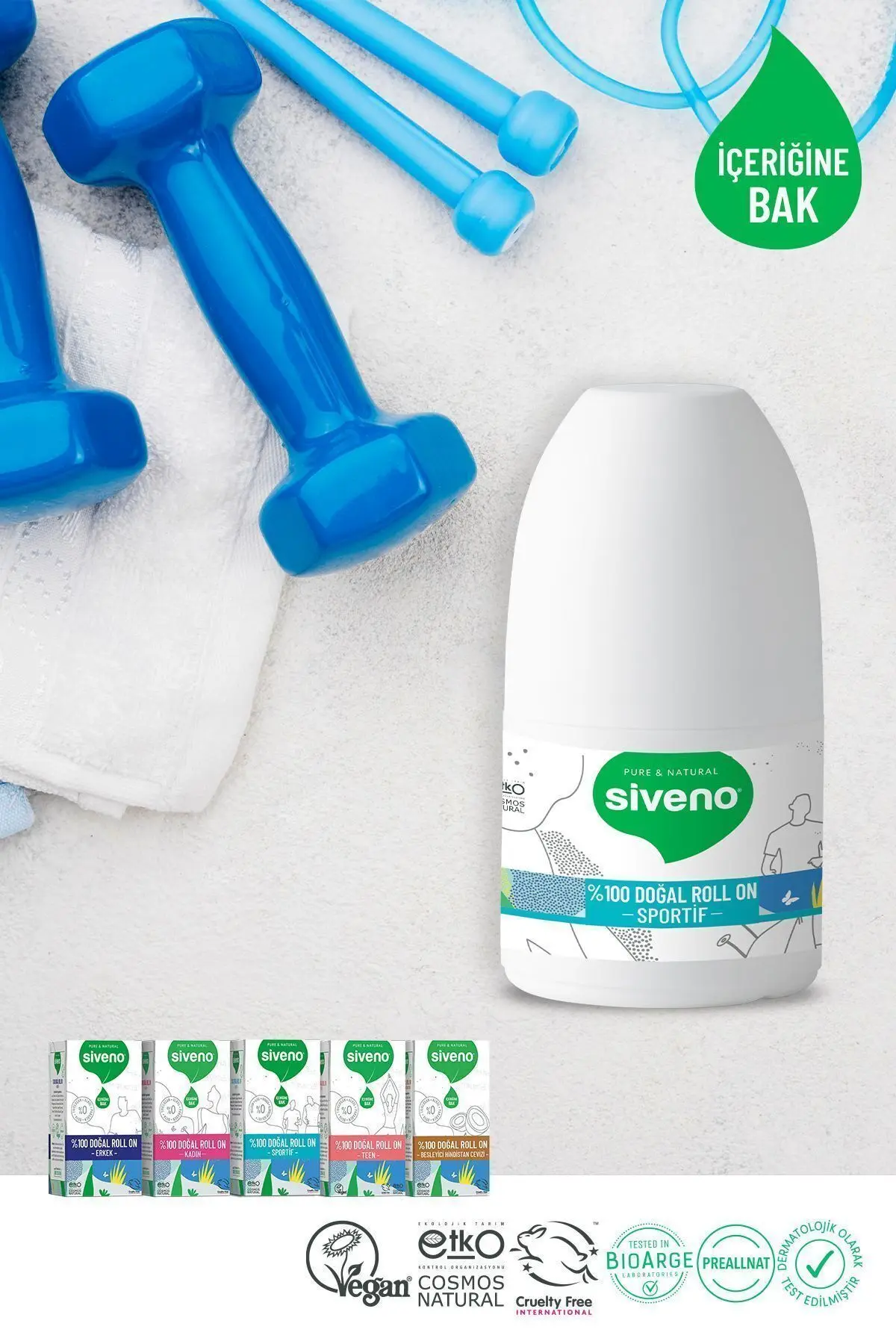 %100 Doğal Roll-on Sportif Sporcu Deodorant Ter Kokusu Önleyici Bitkisel Lekesiz Vegan 50 ml