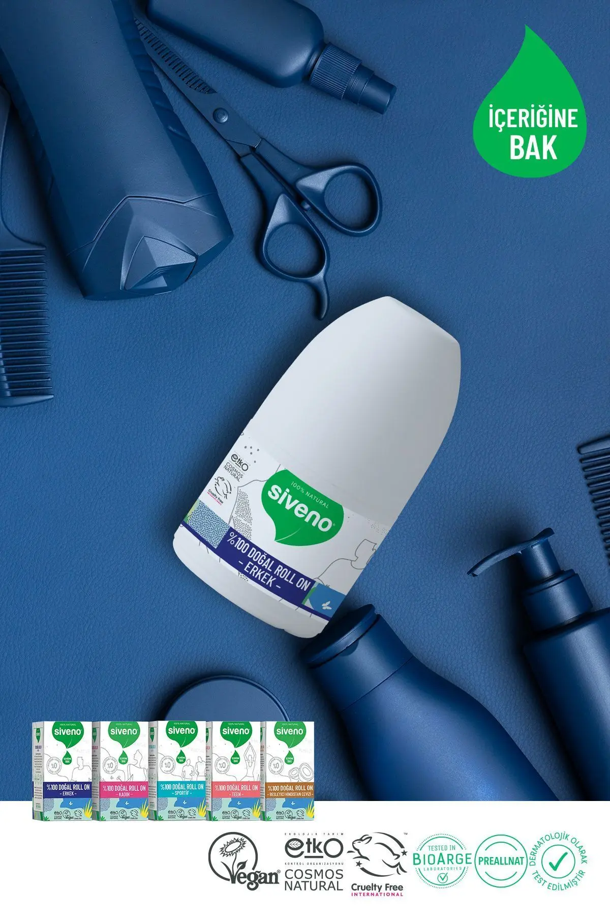 %100 Doğal Roll On Kadın & Erkek Deodorant Ter Kokusu Önleyici Bitkisel Lekesiz 50 ml Set