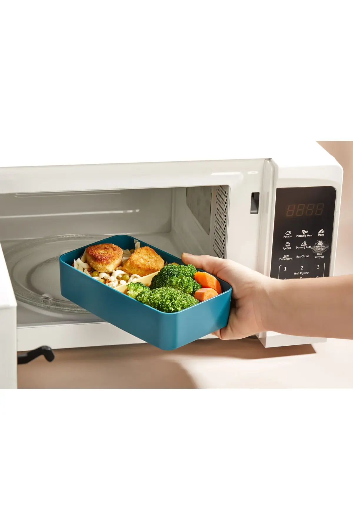 2 Katlı Çatal Kaşıklı Ayarlanabilir Bölme Beslenme Kabı Pembe Kapak