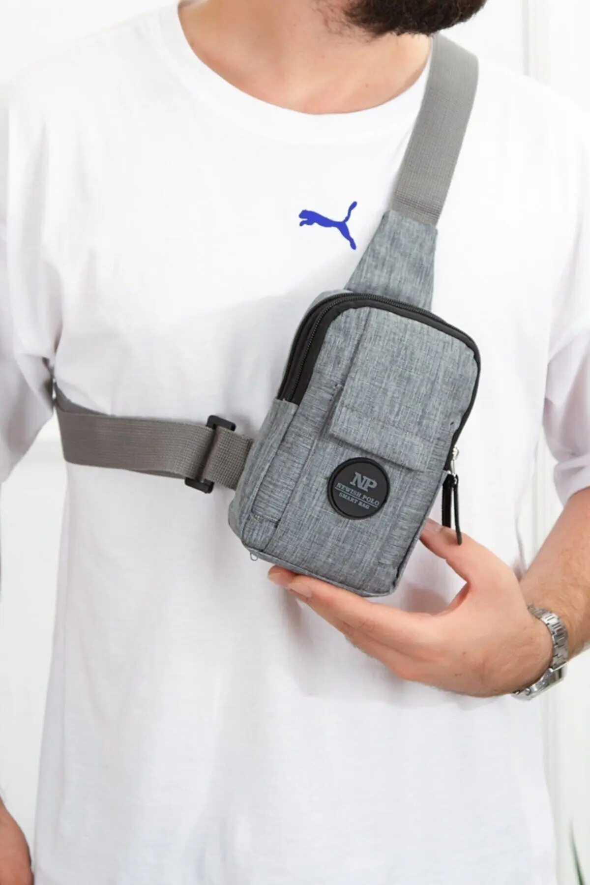 NEWISH POLO ACCESSORIES Newish Polo Keten Çapraz Telefon Bölmeli Çapraz Omuz Çantası