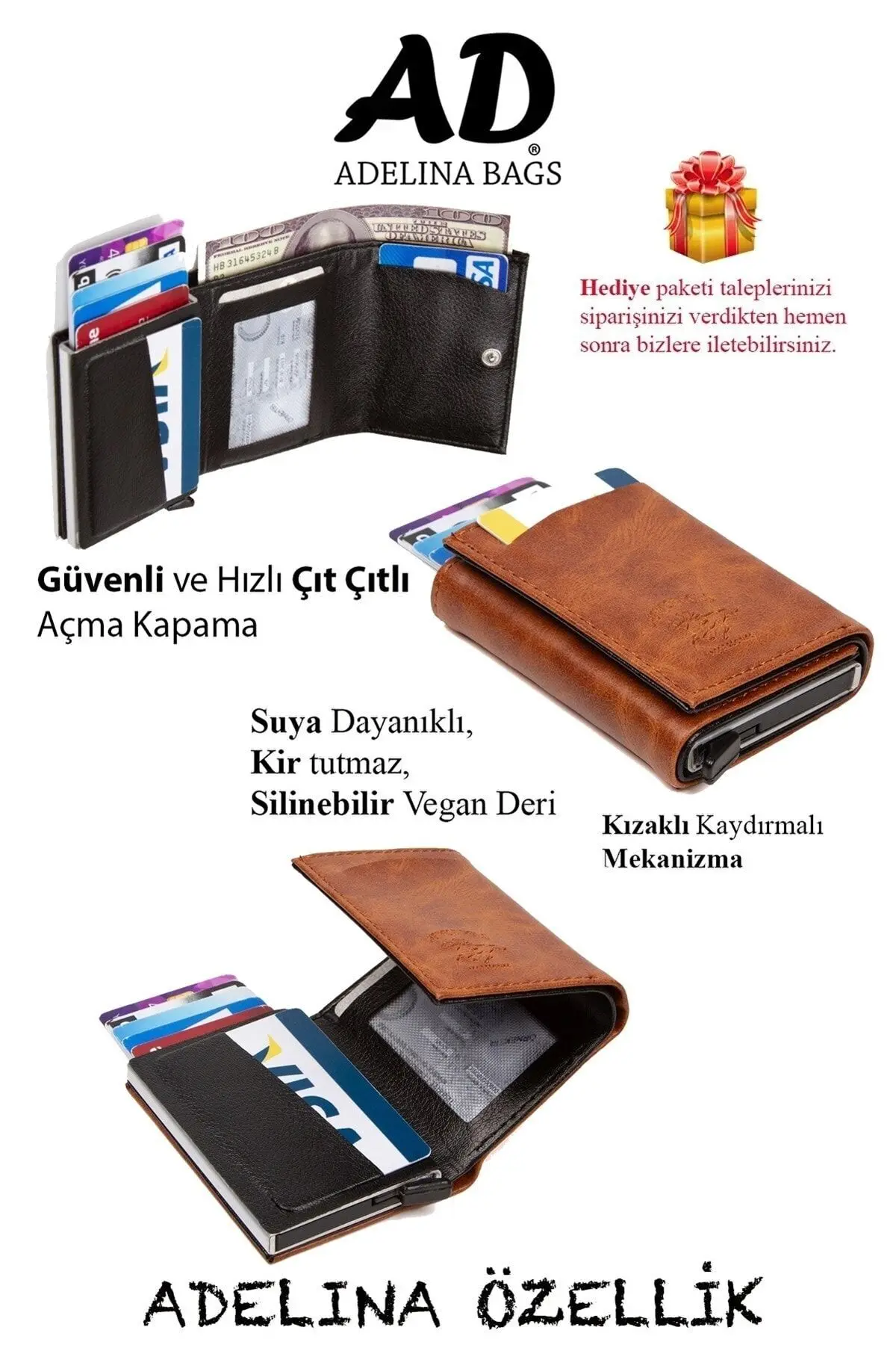 Adelina Crazy Deri El Ve Omuz Çanta Ve Mekanizmalı Kartlık Set