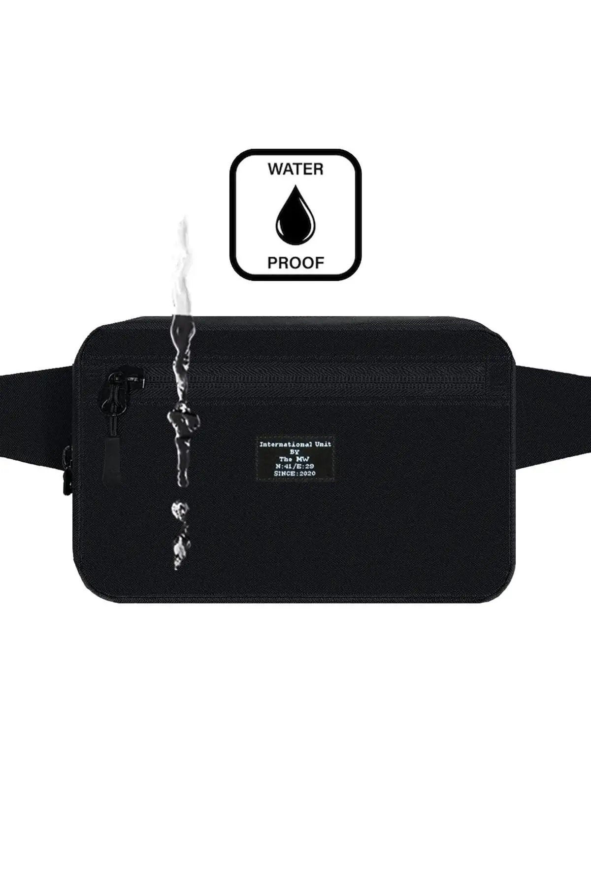 D'VERS Siyah Unisex Su Geçirmez Kumaş Özellikli 2 Bölmeli Bel Ve Omuz Çantası