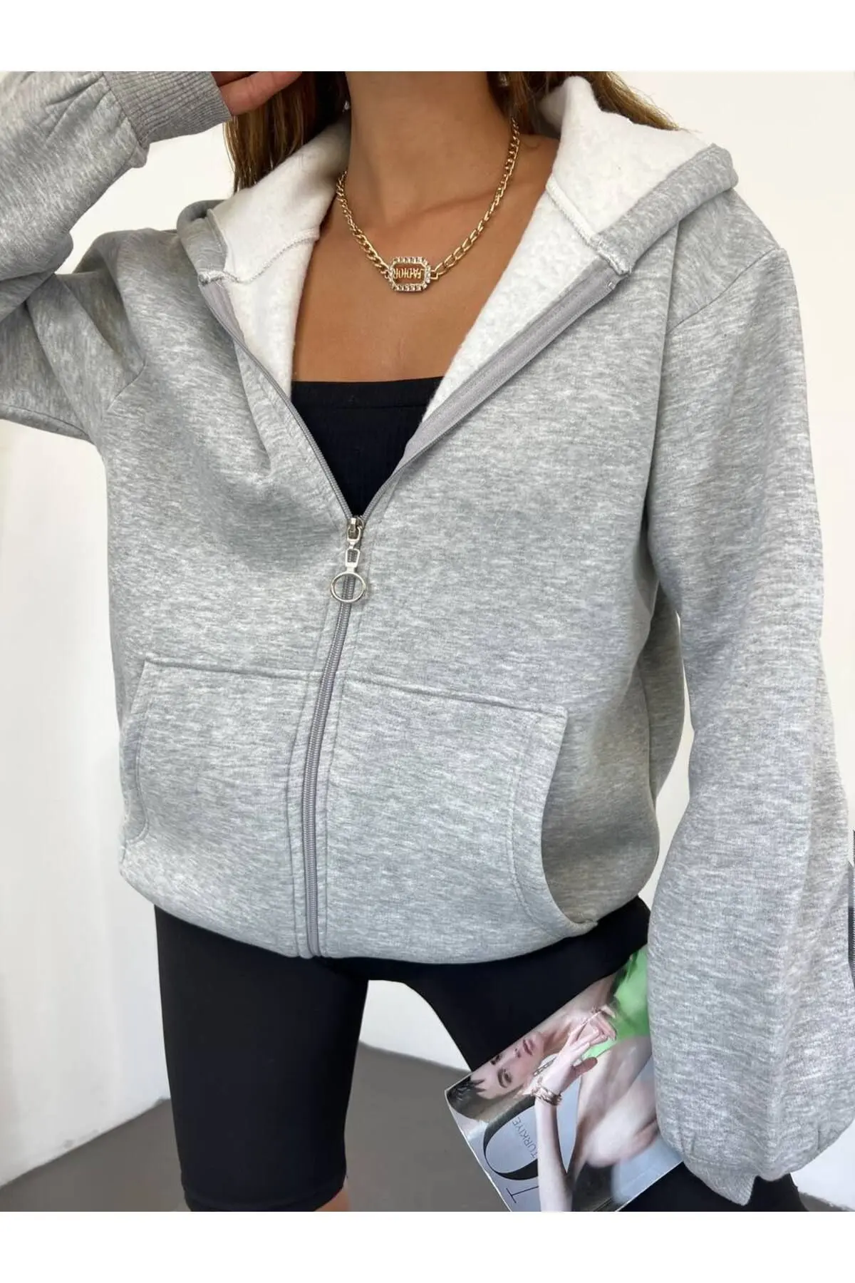 Trendy Giyim Uniseks için fermuarlı ceket