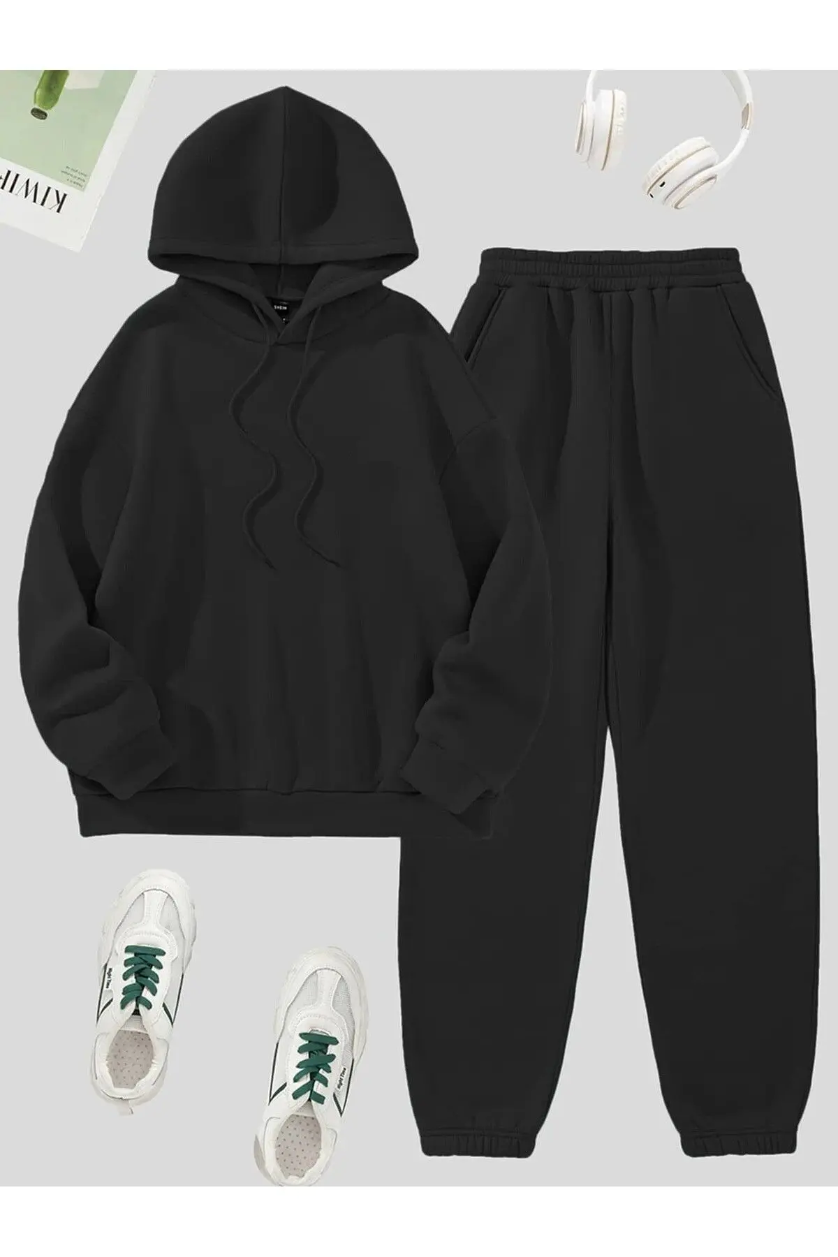 EYAX MODA UNISEX EŞOFMAN TAKIMI - BÜYÜK BEDEN KAPÜŞONLU TAKIM