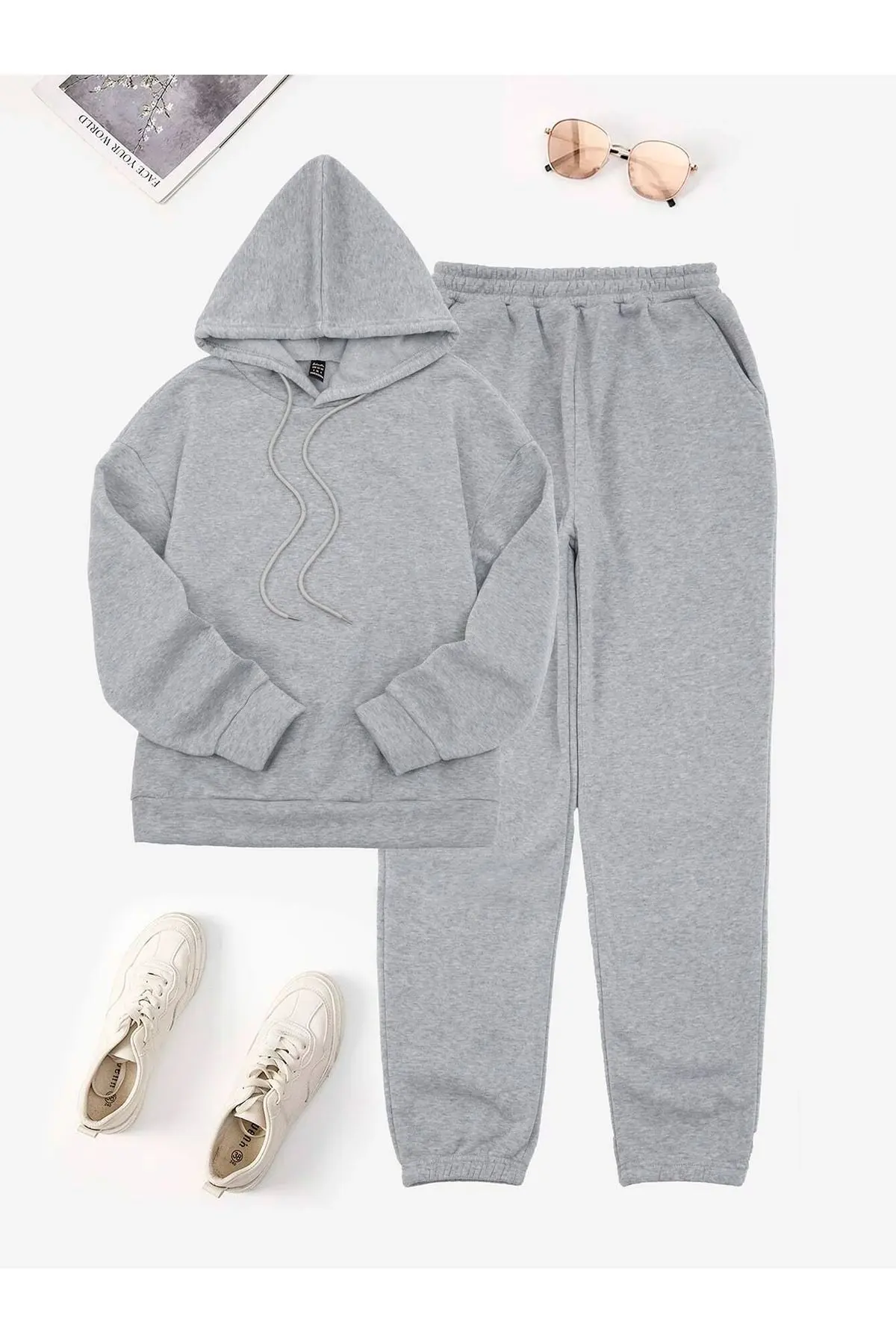 EYAX MODA UNISEX EŞOFMAN TAKIMI - BÜYÜK BEDEN KAPÜŞONLU TAKIM