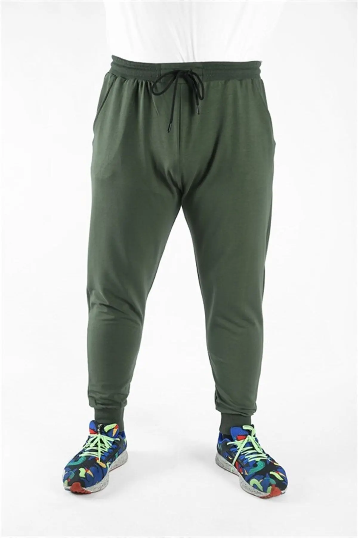 Büyük Beden Basic Eşofman Altı Full Lycra 11516 Hakı