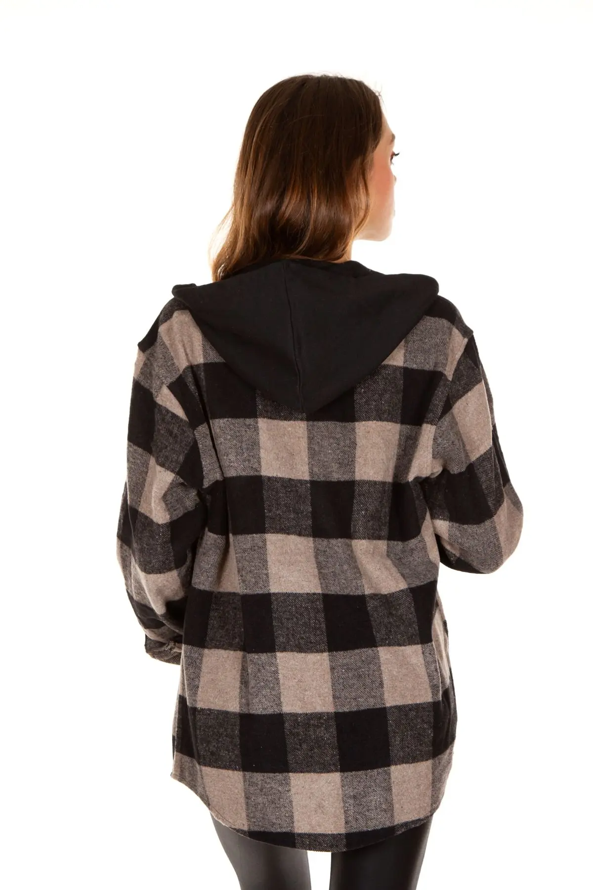 Kapüşonlu Fermuarlı Unisex Akrilik Oduncu Gömleği