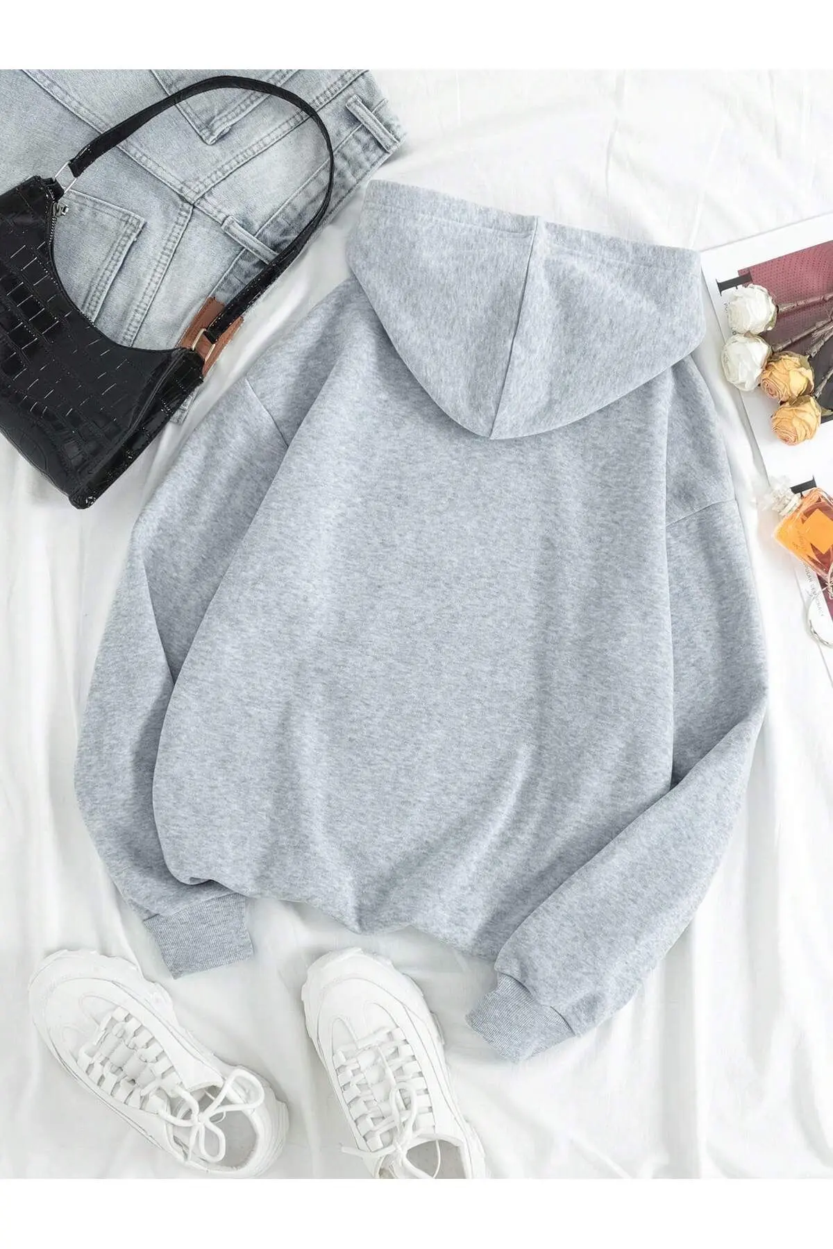 Unısex Rahat Kesim Sweatshirt- Kapüşonlu Sweatshirt