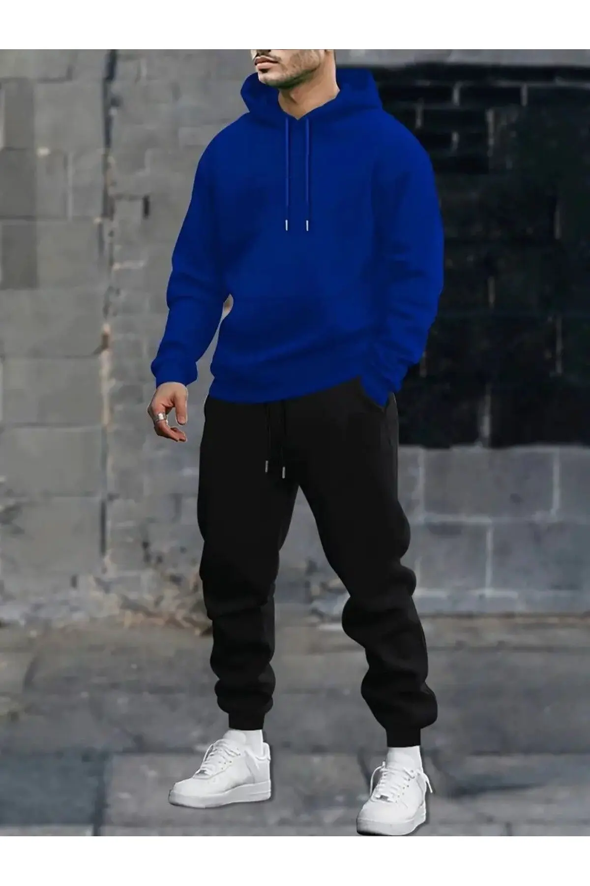 EYAX MODA Büyük Beden Unisex Eşofman Takımı - Kapüşonlu Sweatshirt & Jogger Eşofman Altı