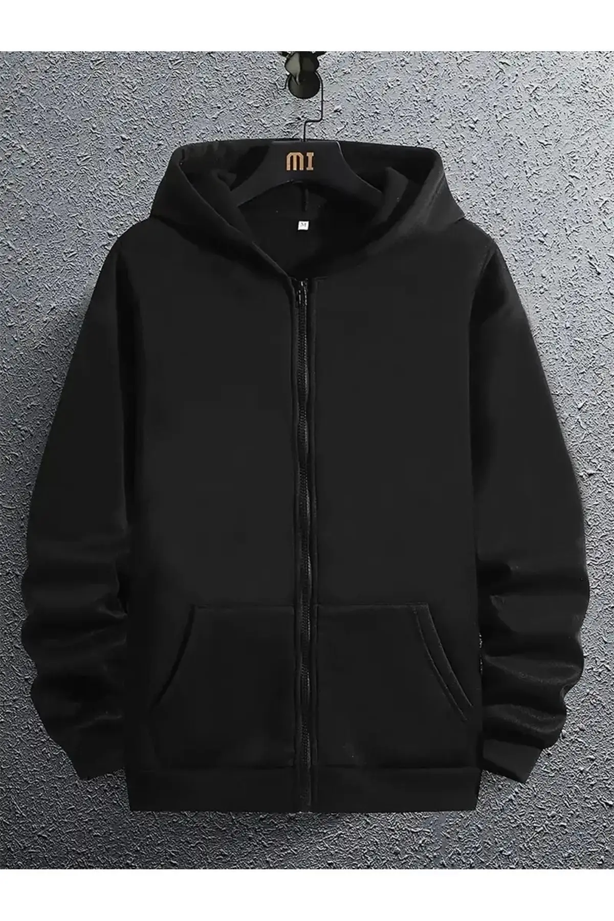 EYAX MODA UNISEX Kapüşonlu Fermuarlı Sweatshirt Büyük Beden