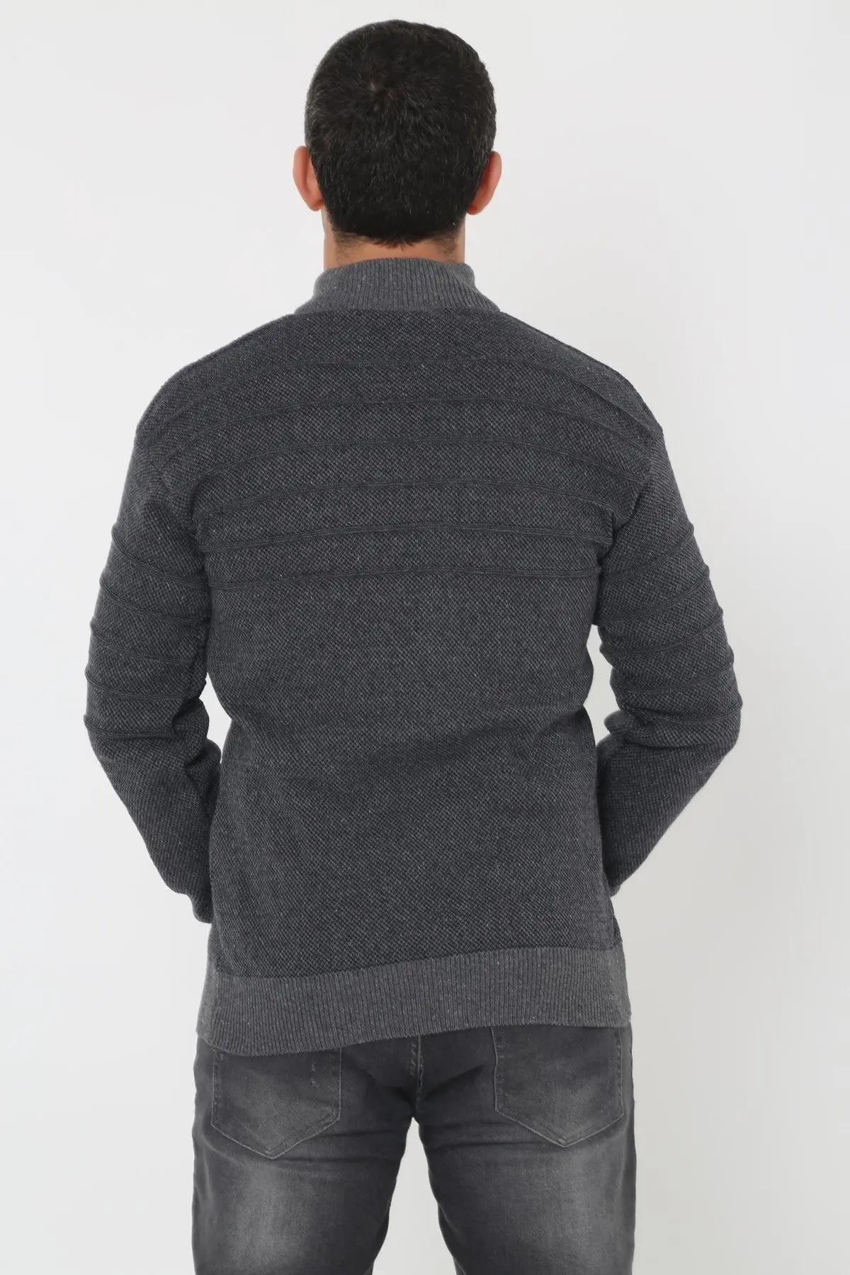 Baba Super Battal Triko Fermuarlı Örme Hırka & Kazak