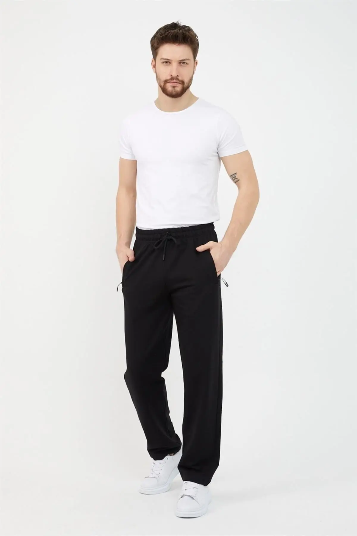 Antrasit-siyah-gri-lacivert Erkek 4'lü Düz Paça Cep Fermuar Detaylı Rahat Kesim Eşofman Altı