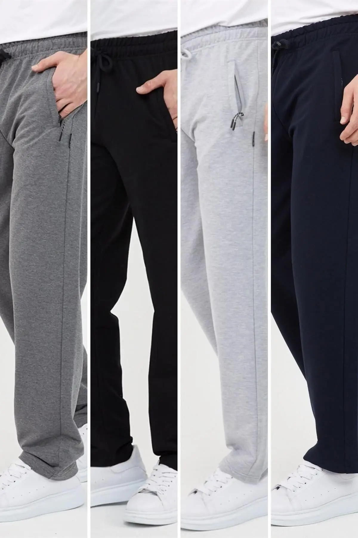 COMEOR Antrasit-siyah-gri-lacivert Erkek 4'lü Düz Paça Cep Fermuar Detaylı Rahat Kesim Eşofman Altı