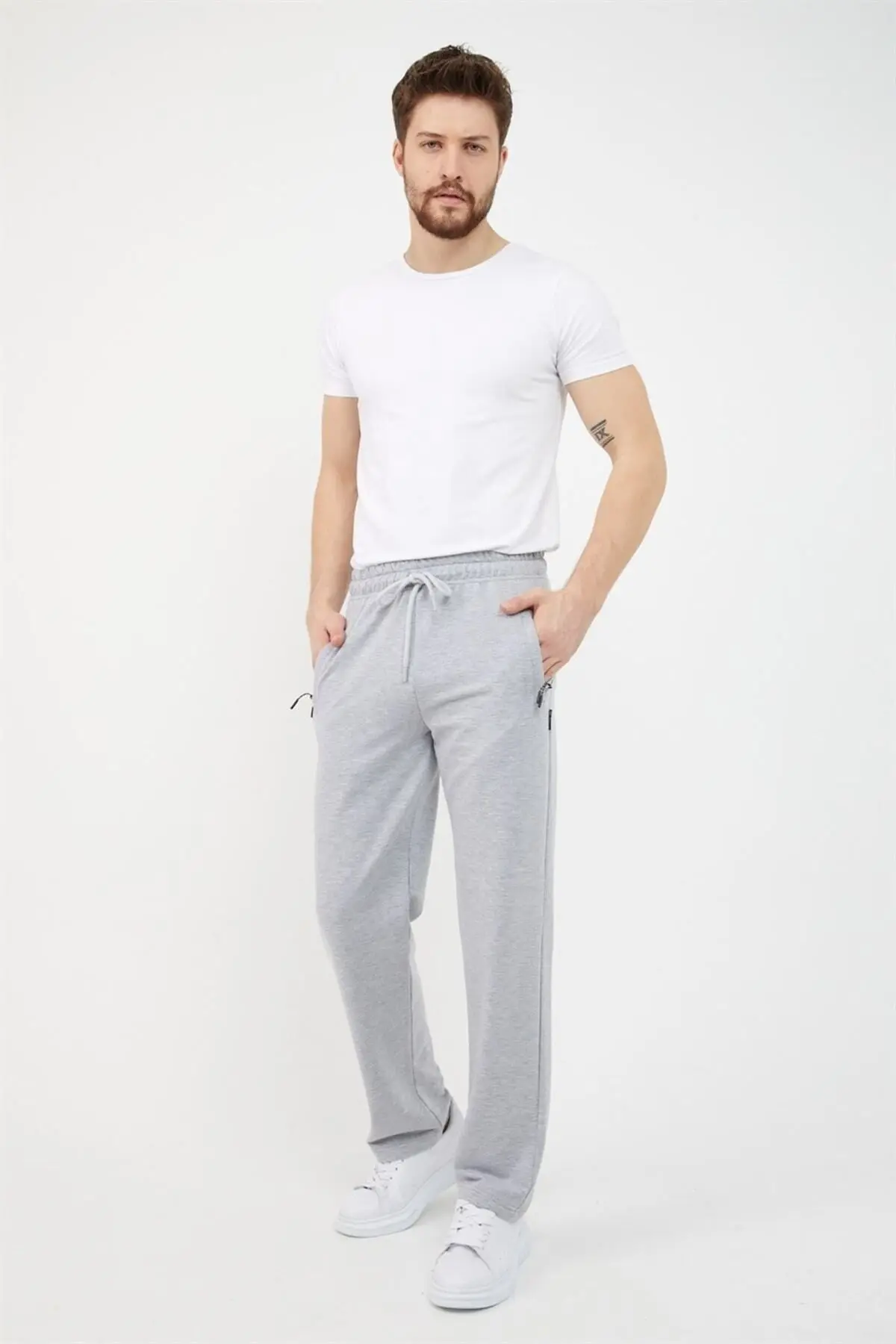 Antrasit-siyah-gri-lacivert Erkek 4'lü Düz Paça Cep Fermuar Detaylı Rahat Kesim Eşofman Altı