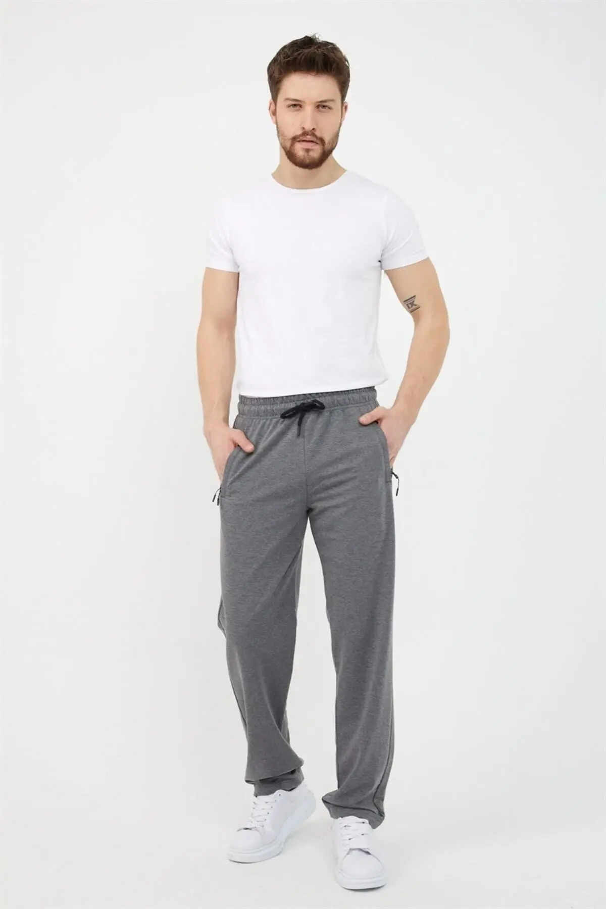 Antrasit-siyah-gri-lacivert Erkek 4'lü Düz Paça Cep Fermuar Detaylı Rahat Kesim Eşofman Altı