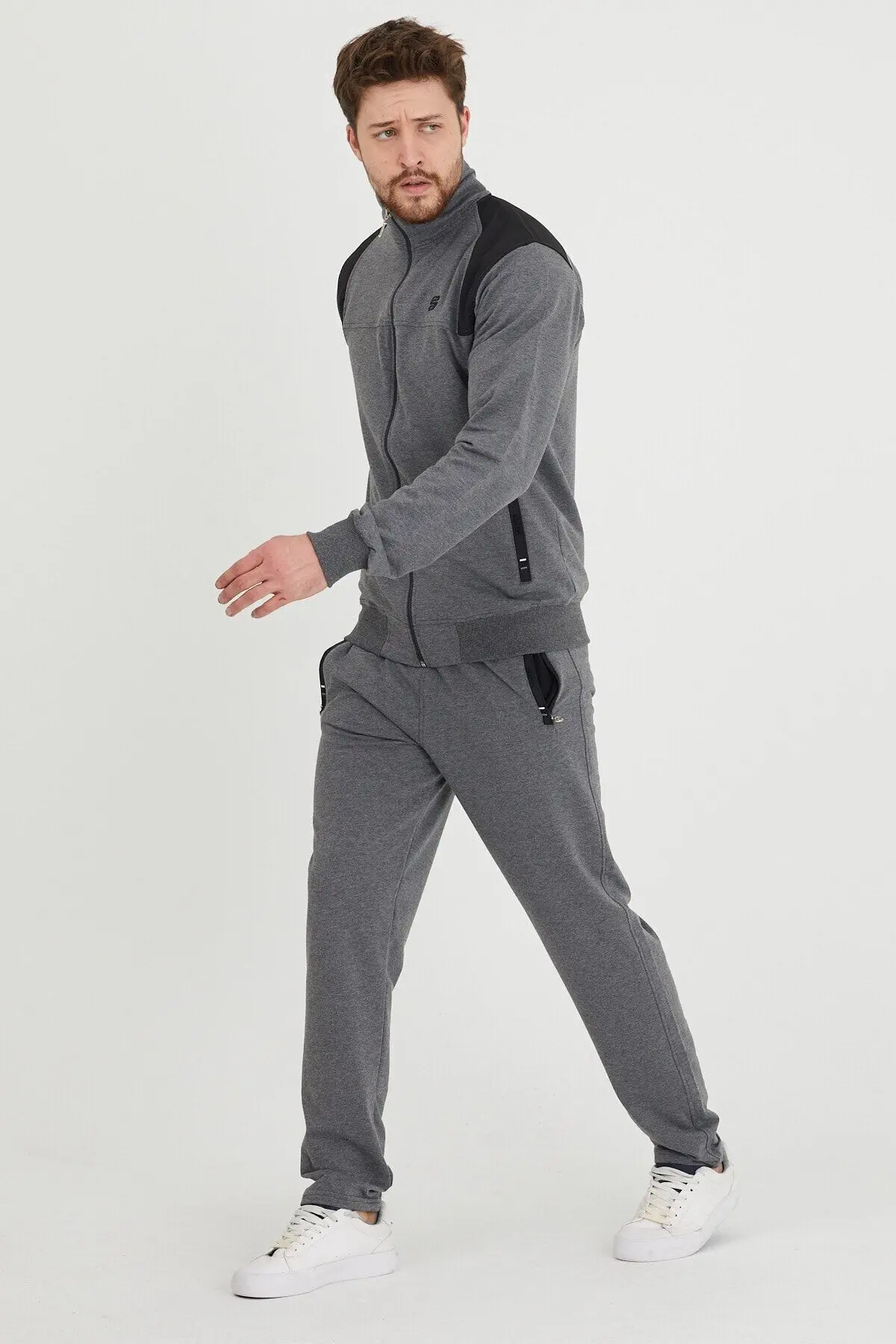 Erkek Hakim Yaka Eşofman Takımı Büyük Beden Battal