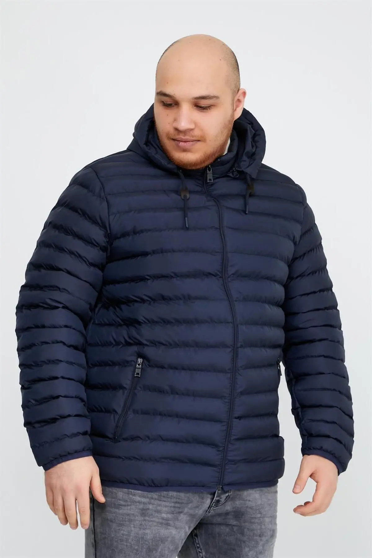 Erkek Büyük Beden Şişme Mont Lacivert