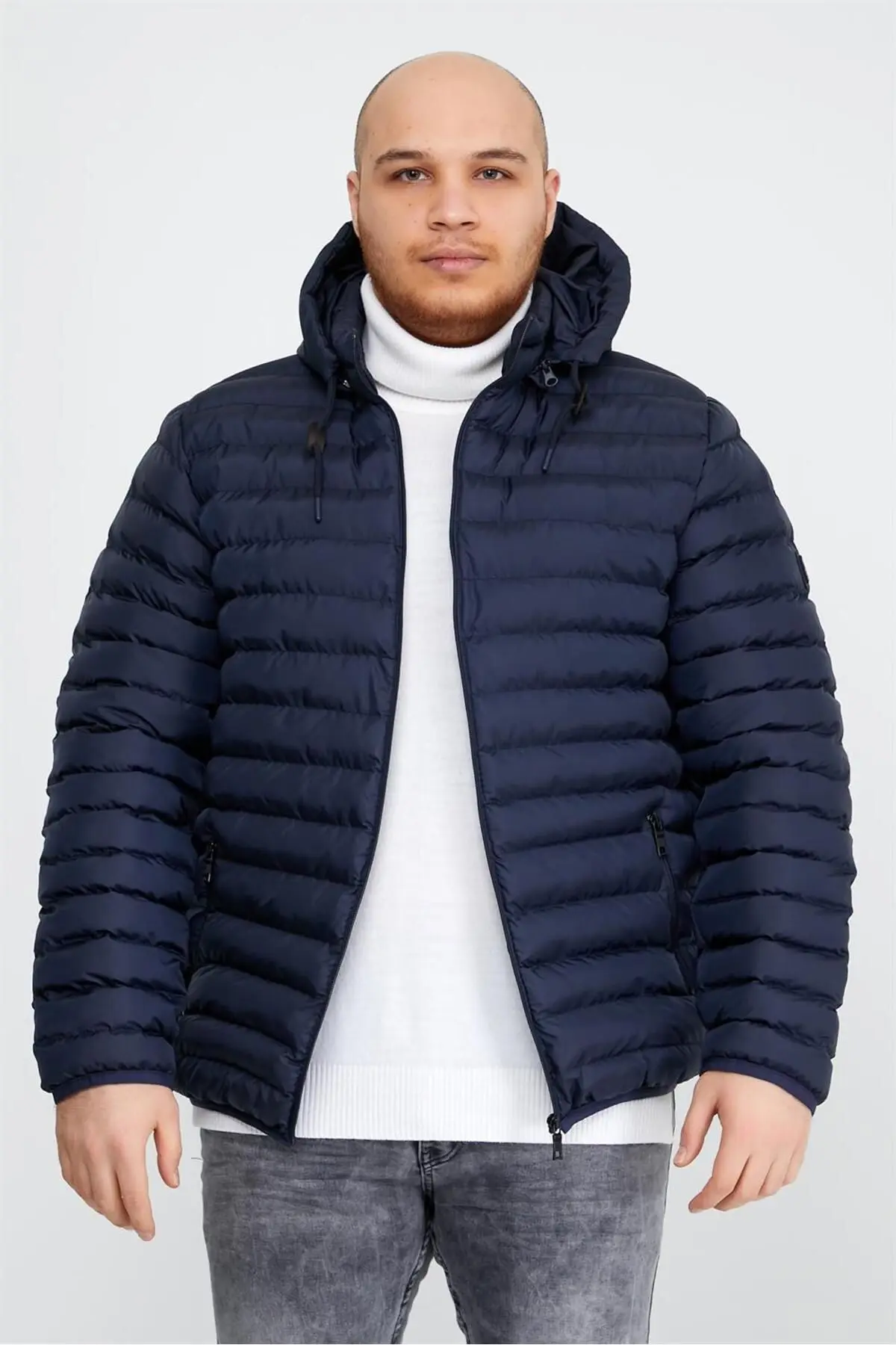 Erkek Büyük Beden Şişme Mont Lacivert