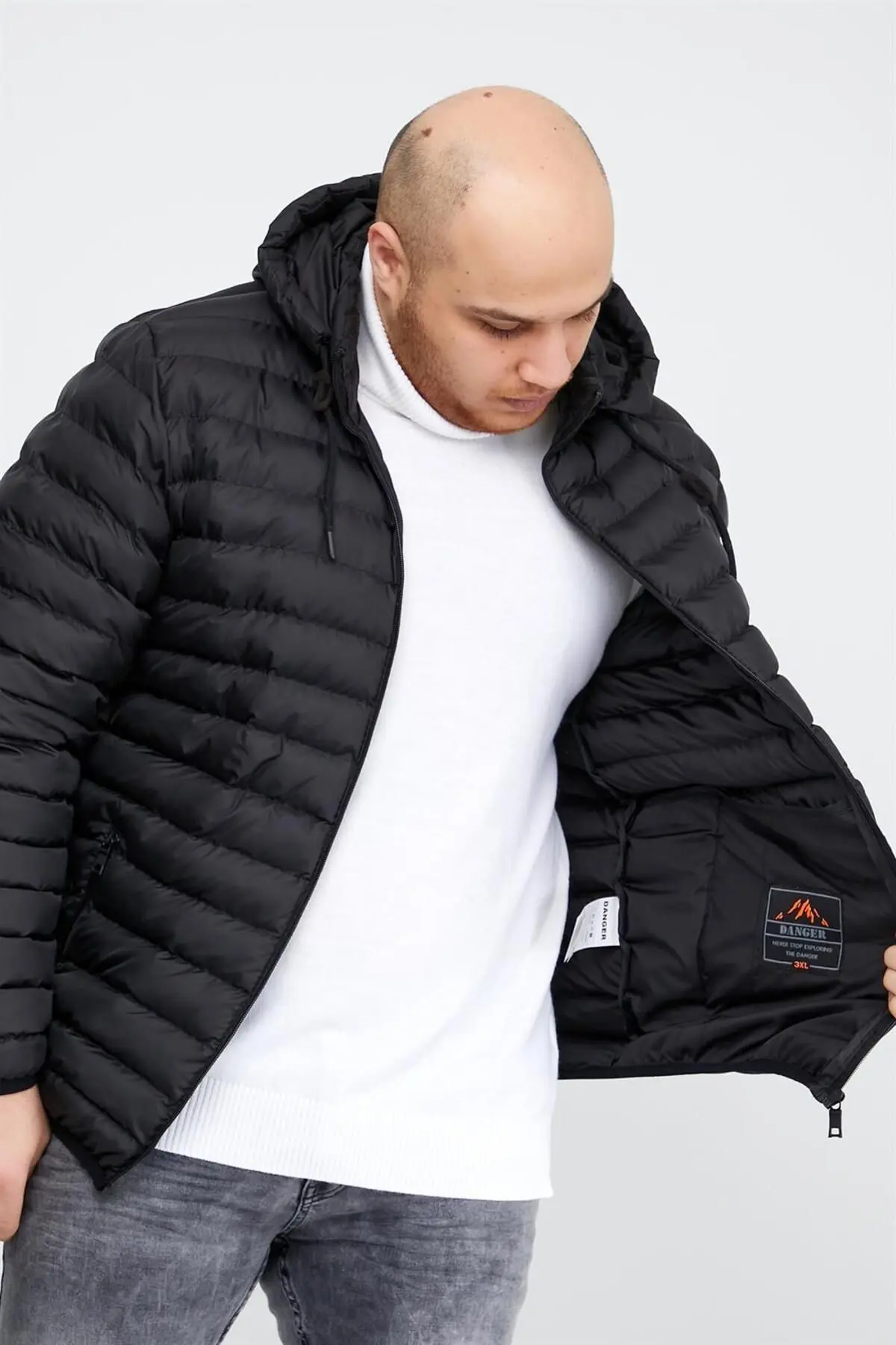 Erkek Battal Şişme Mont Siyah