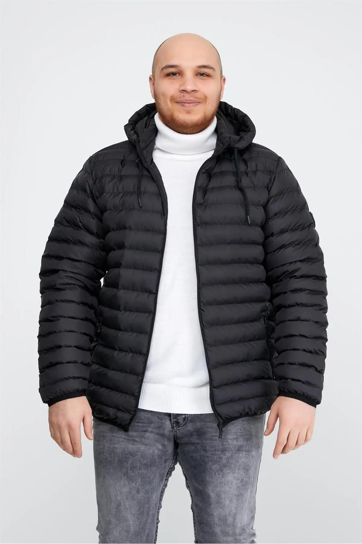 Erkek Battal Şişme Mont Siyah