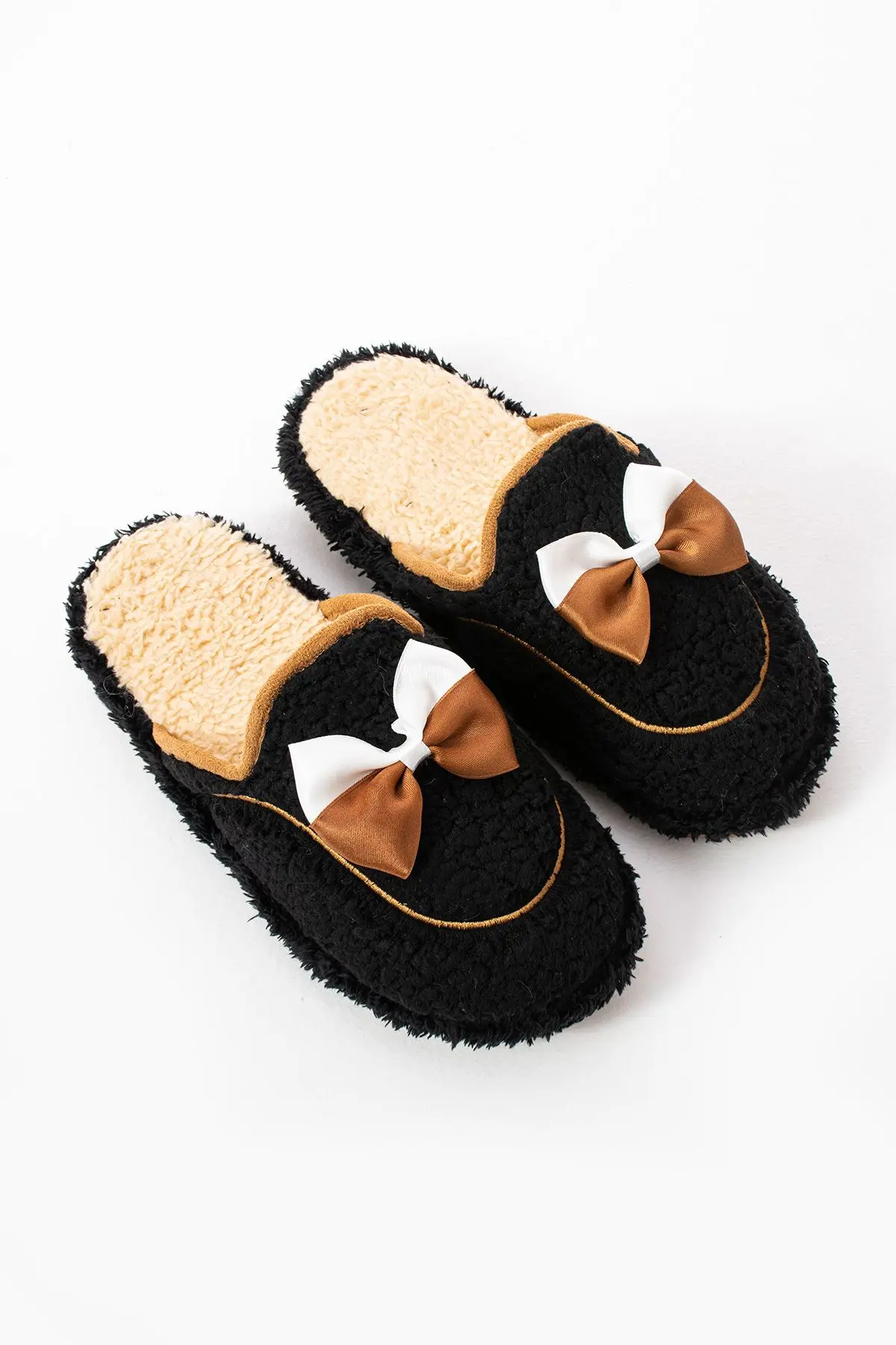 Siyah Papyon Kışlık Kadın Terlik