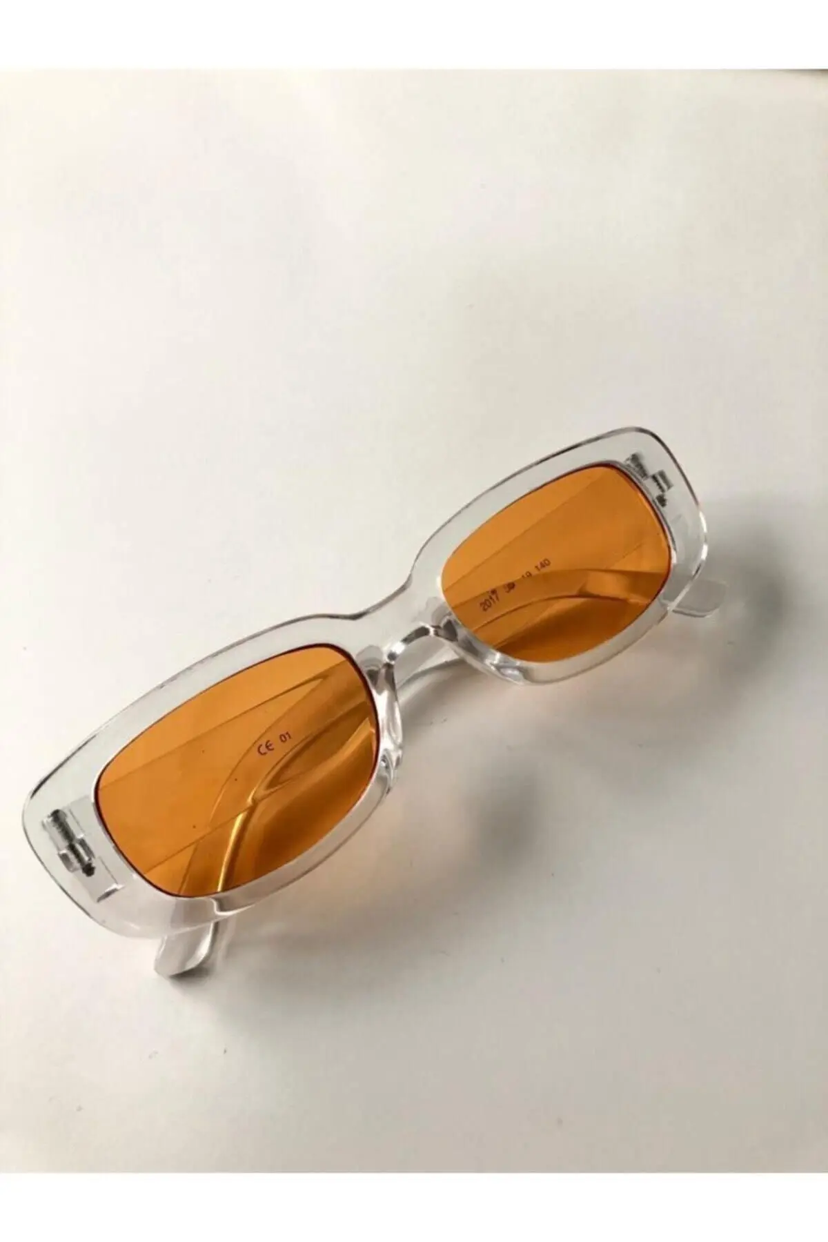 Unisex Turuncu Kare Dikdörtgen Vintage Retro Güneş Gözlüğü