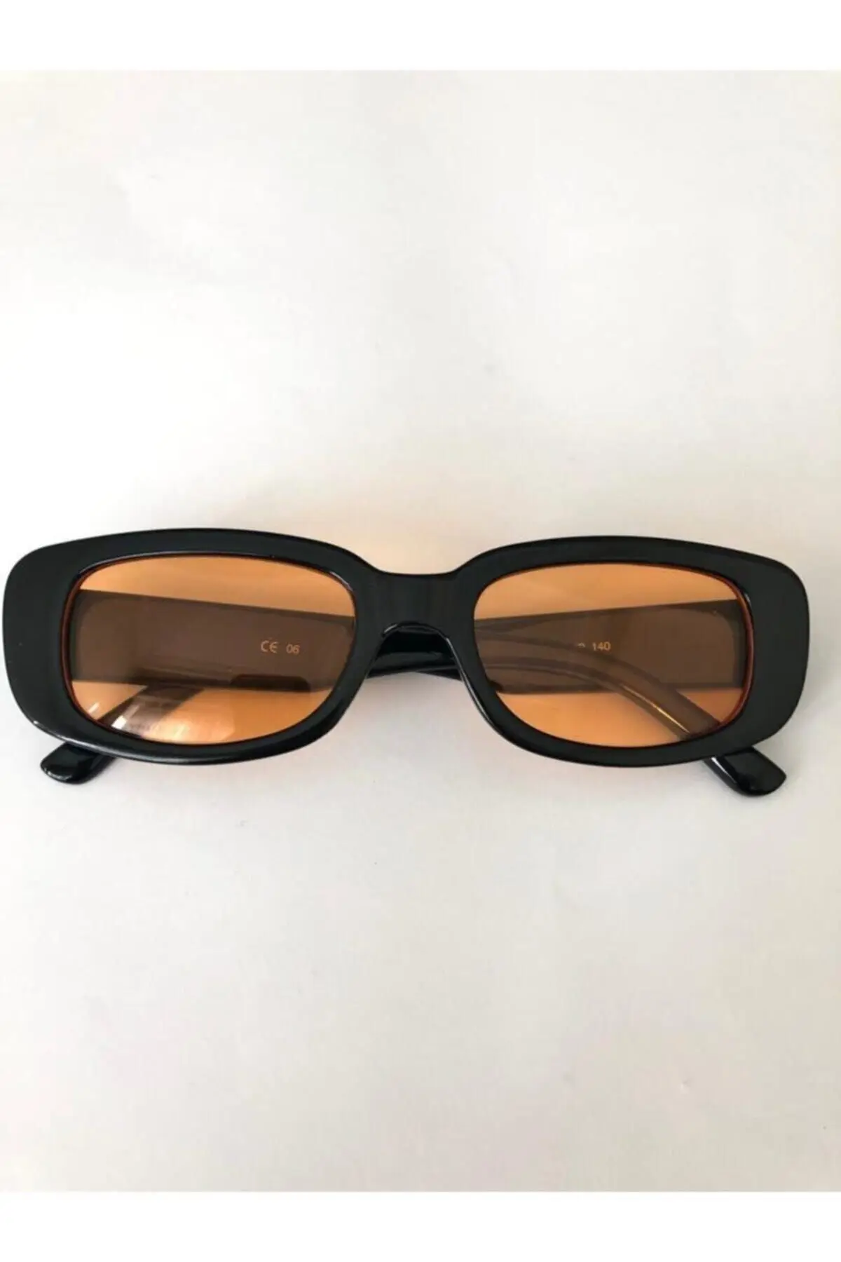 Unisex Turuncu Siyah Kare Dikdörtgen Vintage Retro Güneş Gözlüğü