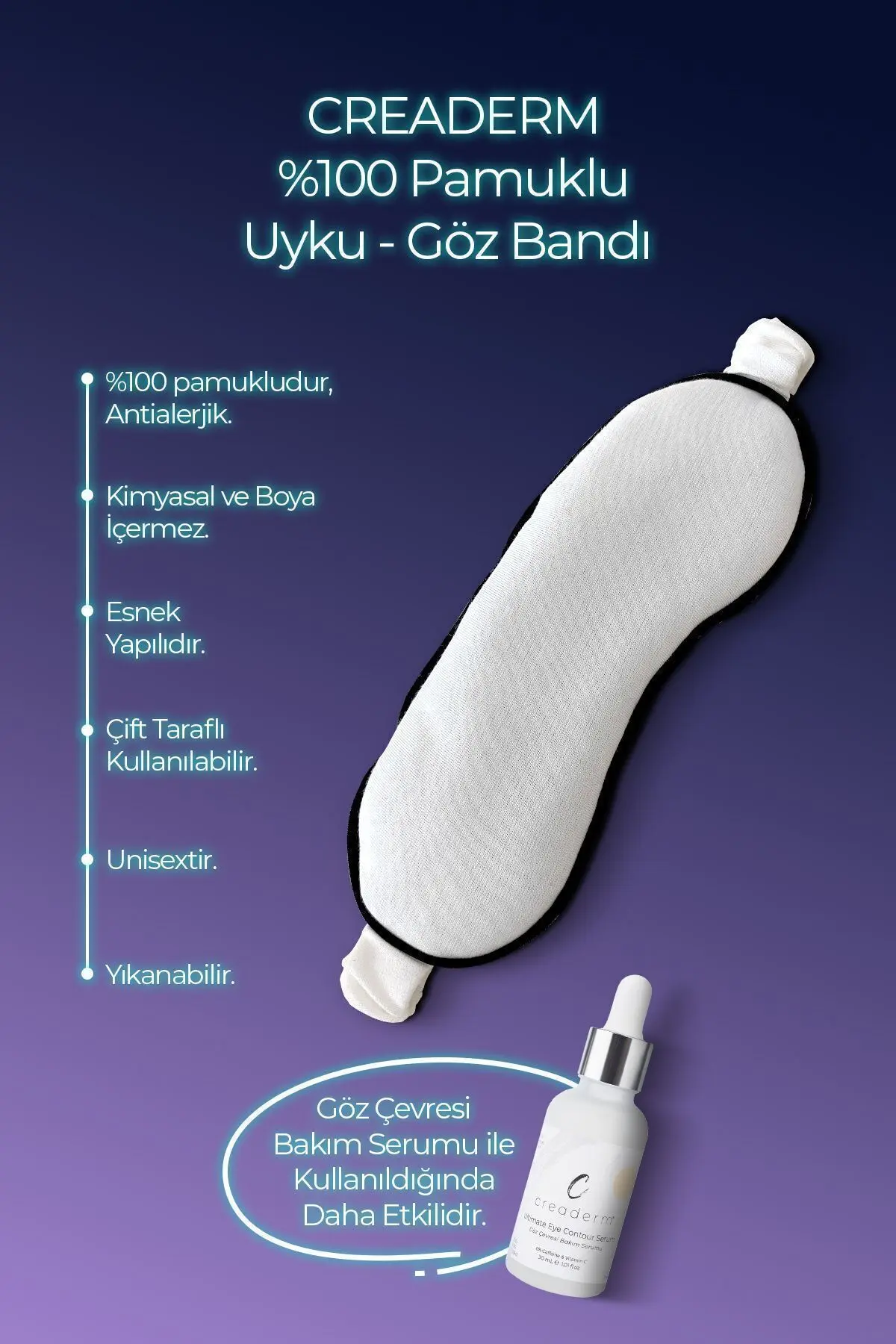 %100 PAMUKLU UYKU GÖZLÜĞÜ/GÖZ BANDI/ ANTİ ALERJİK YIKANABİLİR BOYA KİMYASAL İÇERMEZ EYE SLEEP PATCH