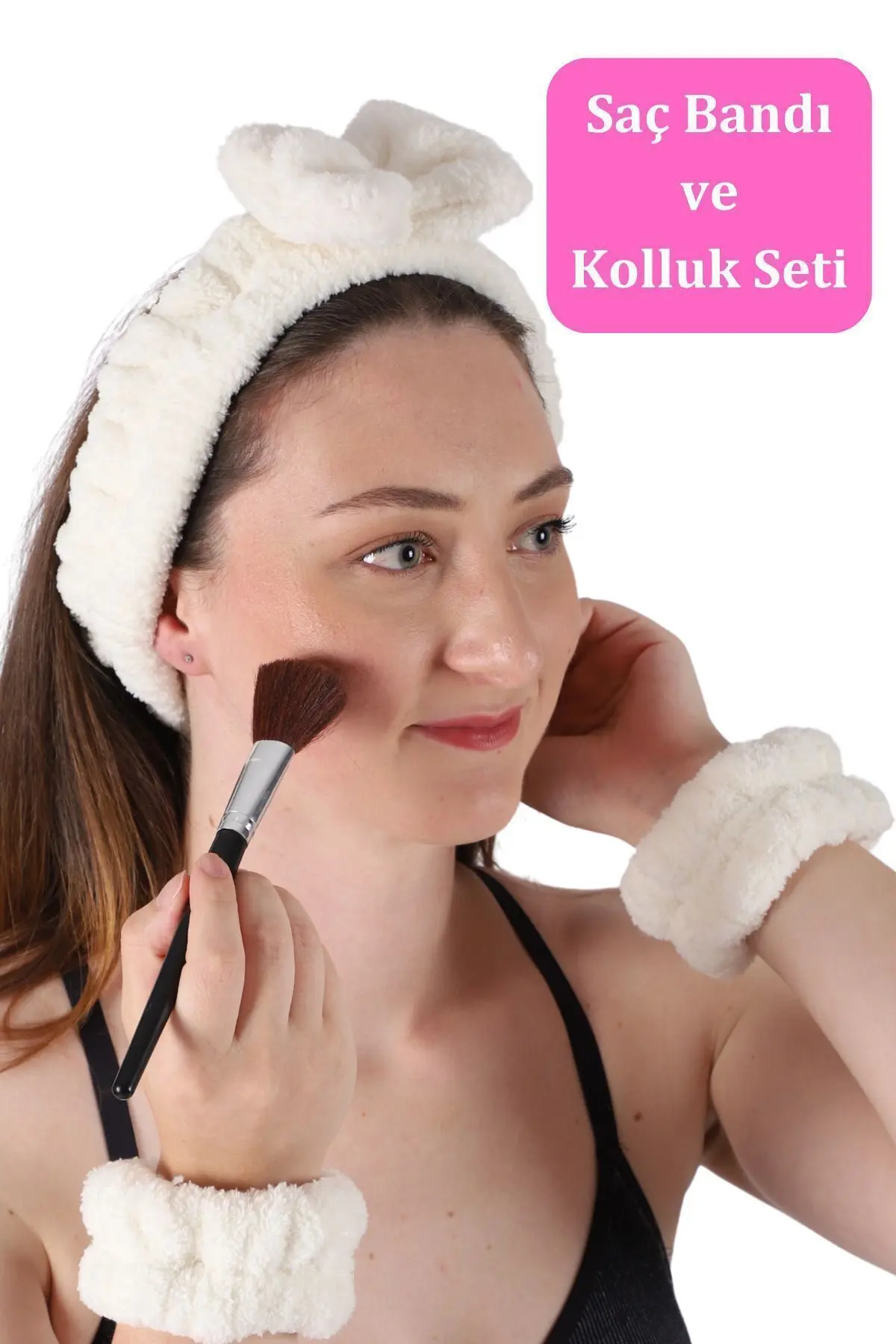 vosvera Soft Saç Bandı Ve Bileklik Makyaj Uygulama Seti Krem