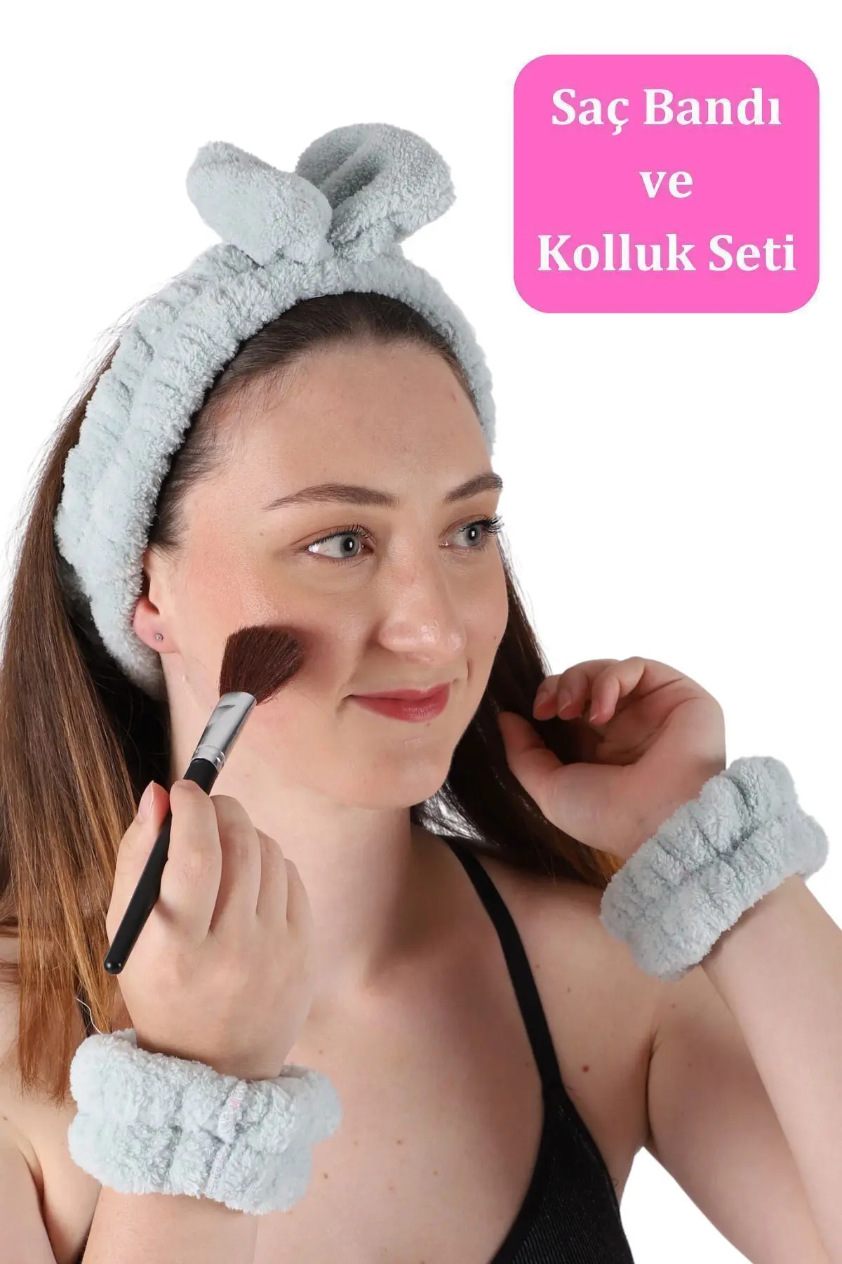 vosvera Soft Saç Bandı Ve Bileklik Makyaj Uygulama Seti Mint