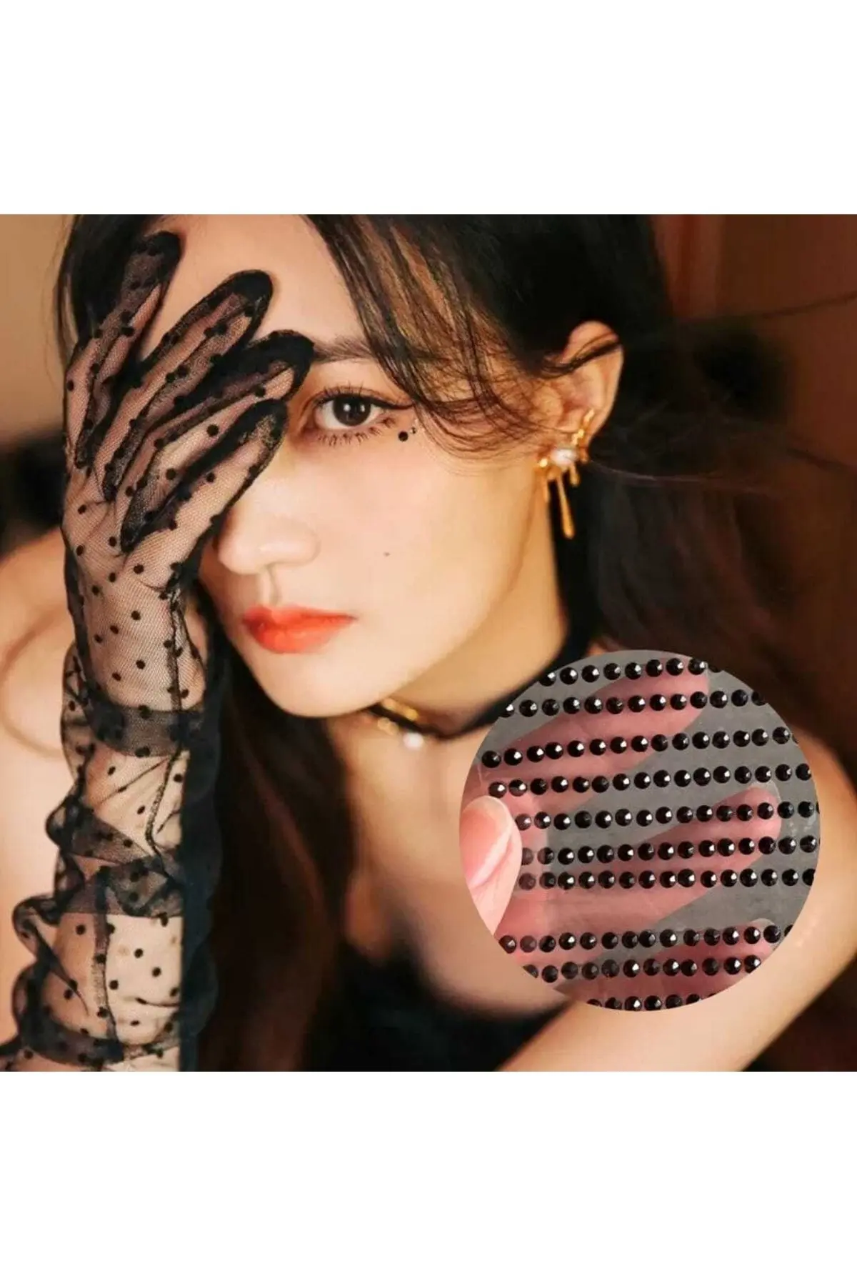 MutluBiDünya Vintage 100 Adet Siyah Renk Yüz Ve Vücut Taşı Sticker Taş