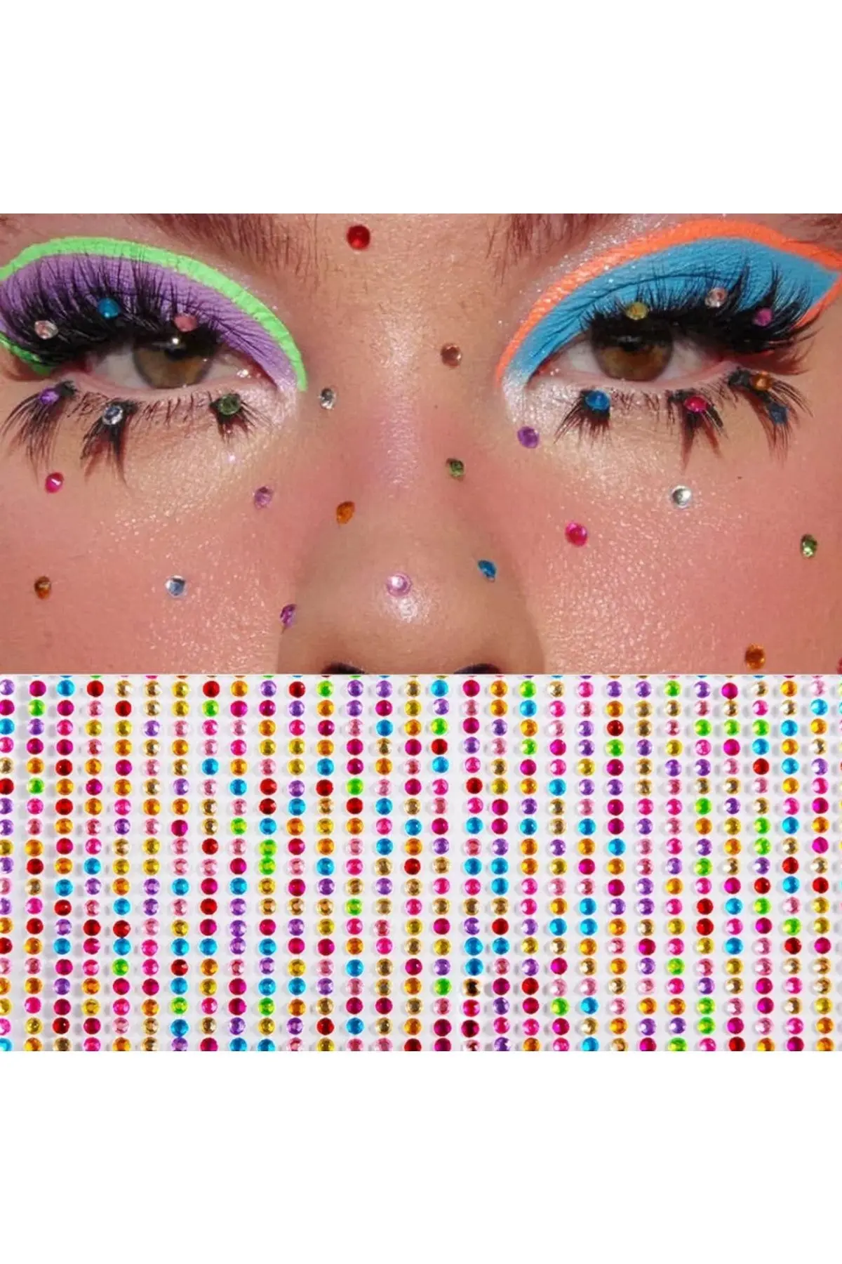 MutluBiDünya Vintage Vücut Ve Yüz Sticker Euphoria Makyaj Taşı Yapışkan Yüz Taşı Festival Taşı