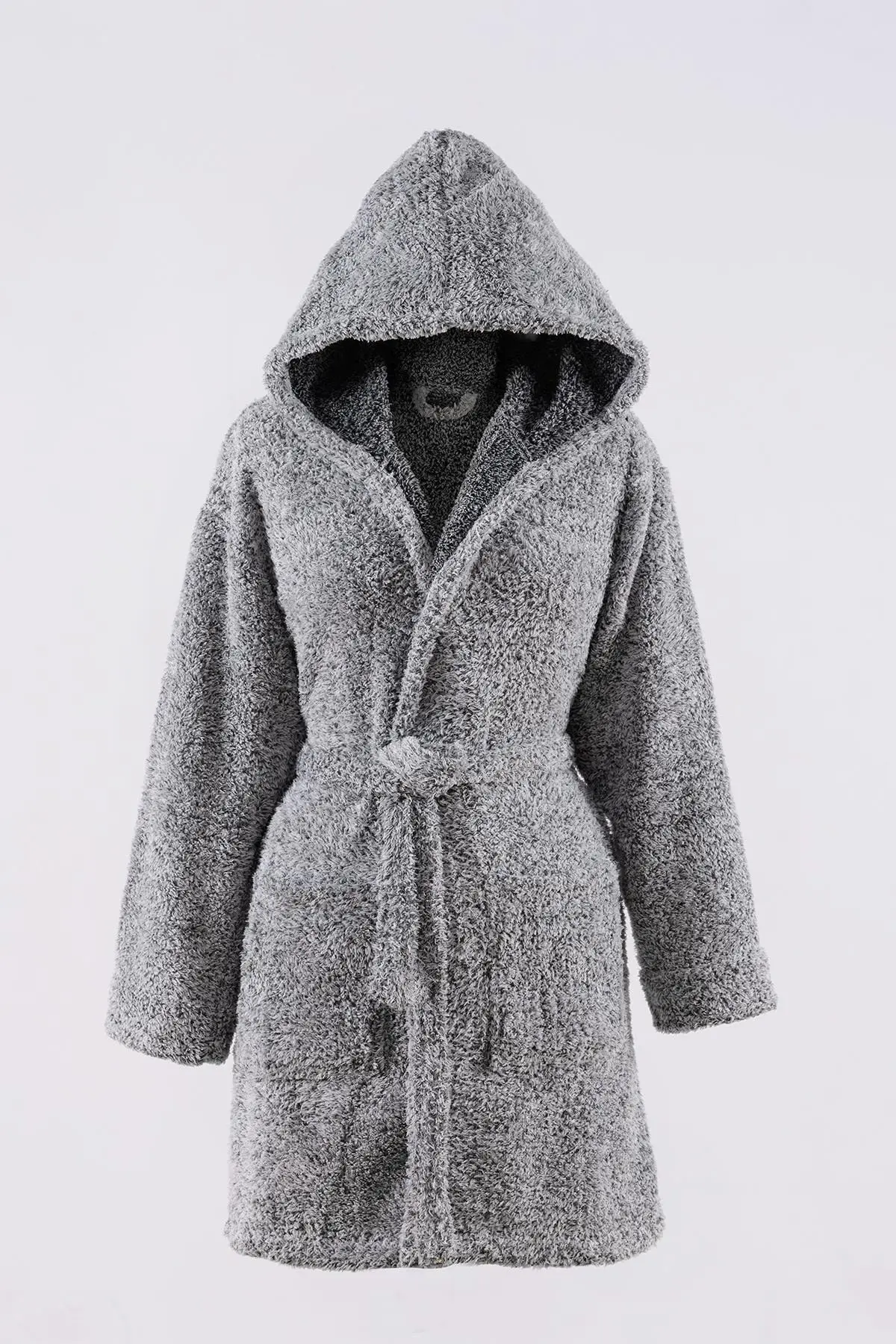 Znp Home Plain Kapşonlu Unisex Wellsoft Peluş Sabahlık | Bornoz