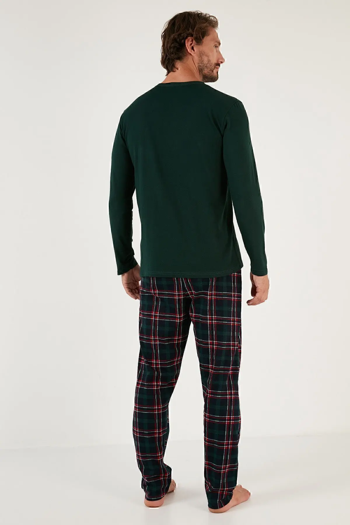 Ekoseli Cepli Beli Lastikli % 100 Pamuk Regular Fit Pijama Takımı Erkek Pijama Takımı 657200