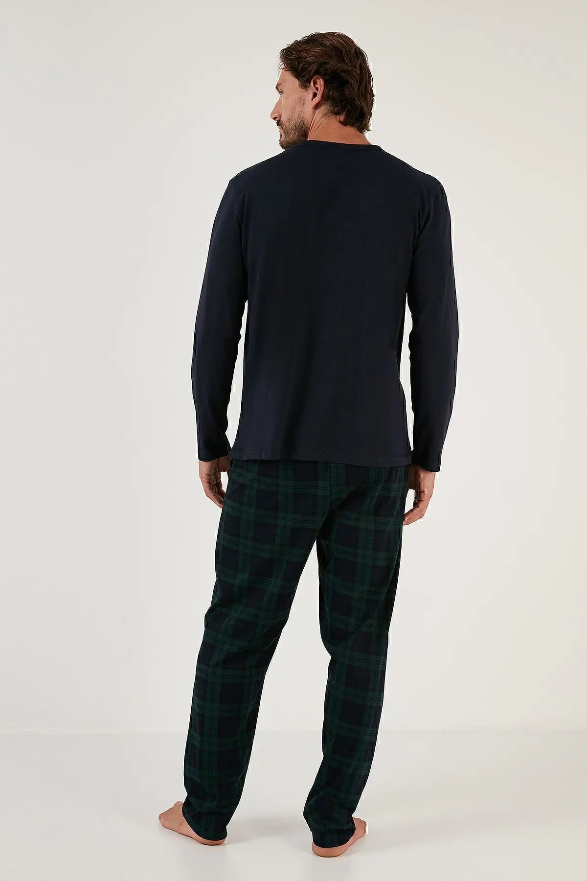 Ekoseli Cepli Beli Lastikli % 100 Pamuk Regular Fit Pijama Takımı Erkek Pijama Takımı 657200