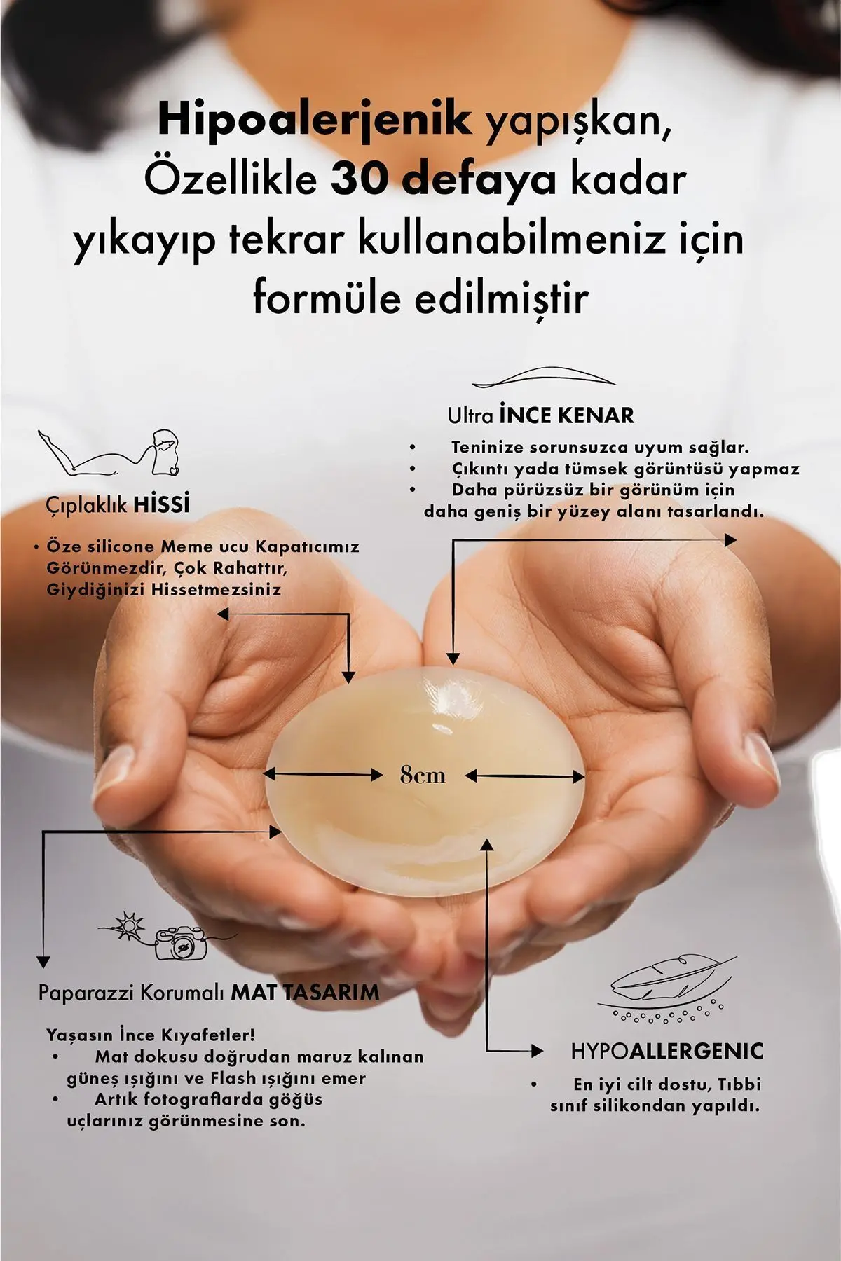 Silikon Meme Ucu Kapatıcı | Çok Kullanımlı, Denize Girilebilen, Yapışkanlı Silikon Meme Ucu Kapatıcı