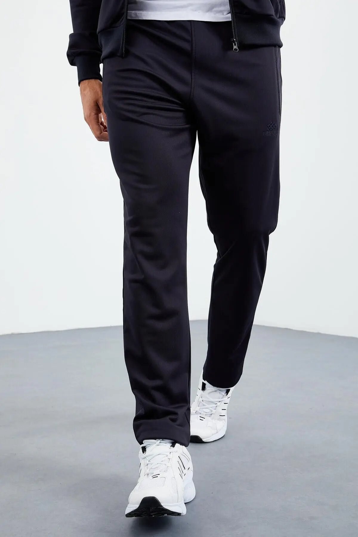 Lacivert Dik Yaka Fermuarlı Standart Kalıp Klasik Paça Erkek Eşofman Takımı - 85162