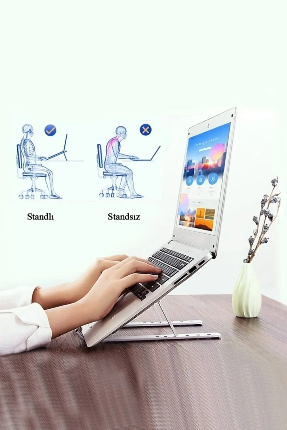 Aliminyum Ayarlı Laptop Macbook Notebook Güncel Yükseltici Tutucu