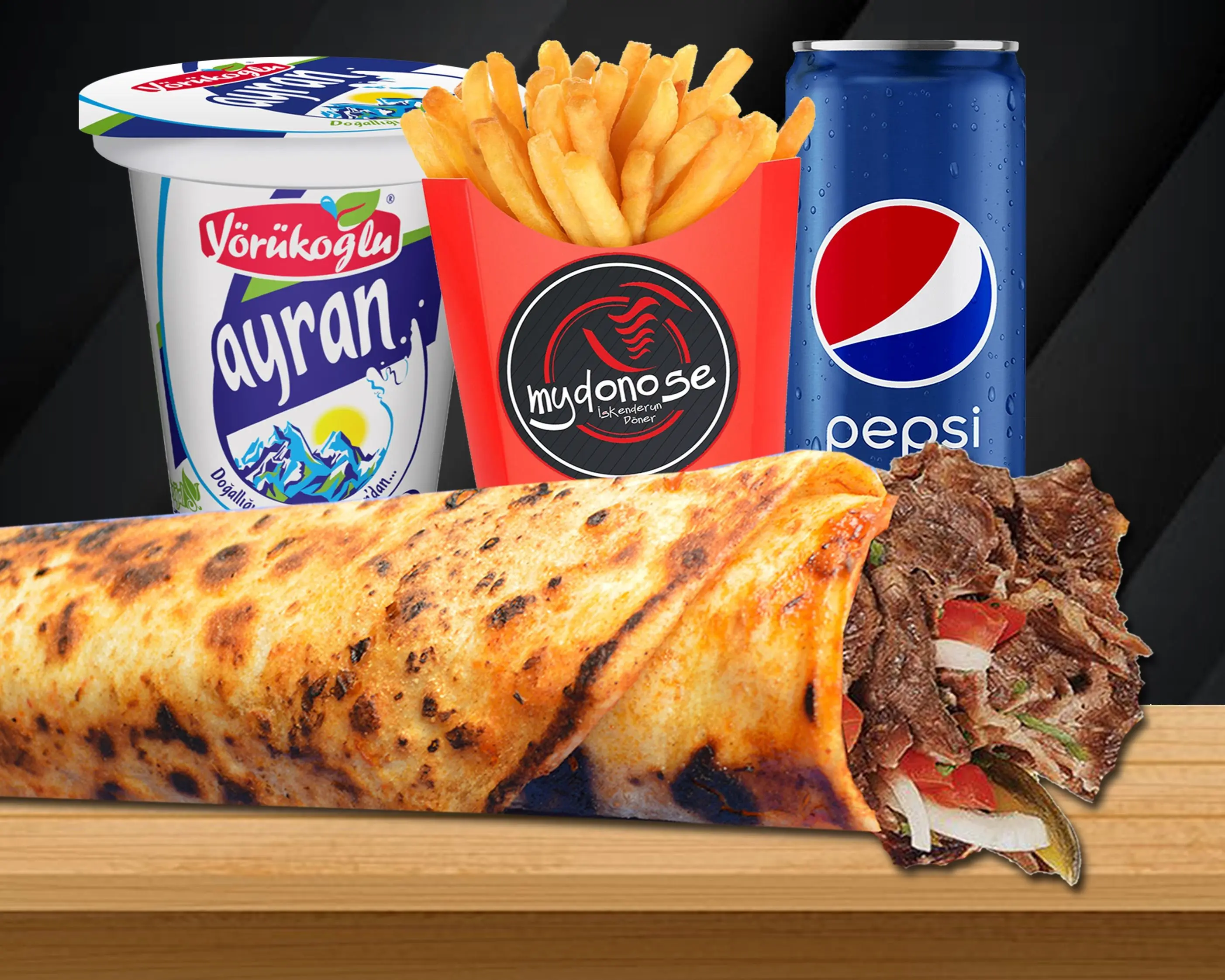 Mega Et Döner Dürüm (40 cm.) Menü