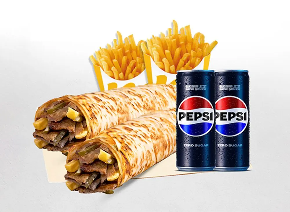 2'li Et Döner Large Dürüm (45 cm.) Menü