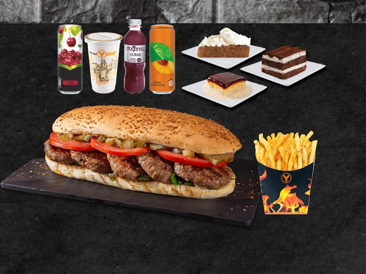 Dört Dörtlük Tam Porsiyon Ekmek Arası Köfte Menü