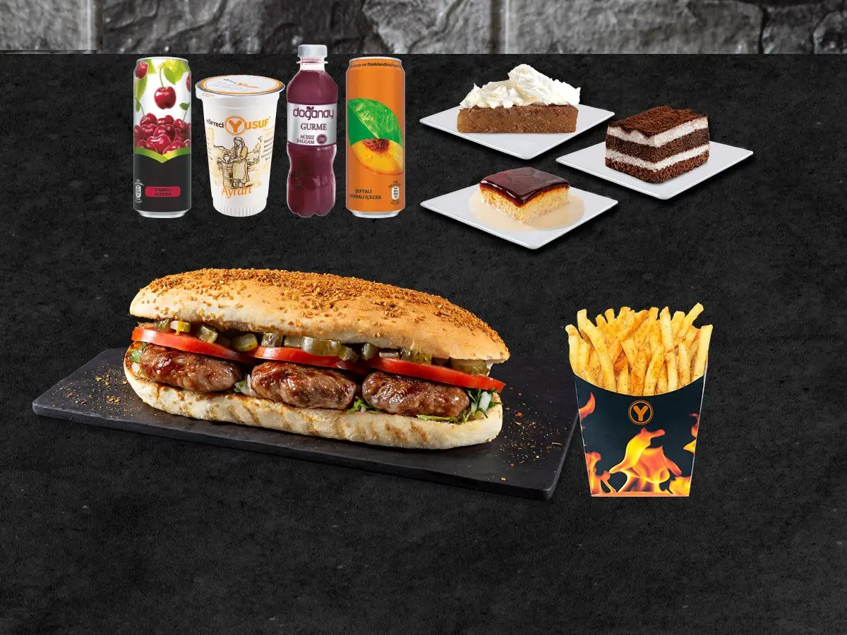 Dört Dörtlük Yarım Porsiyon Ekmek Arası Köfte Menü